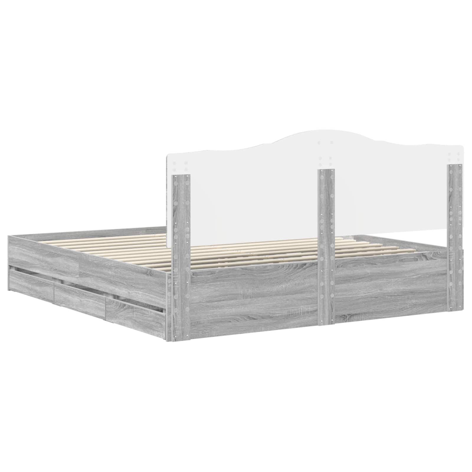 Krevetna konstrukcija Siva sonoma 200 x 200 cm Inženjersko Drvo
