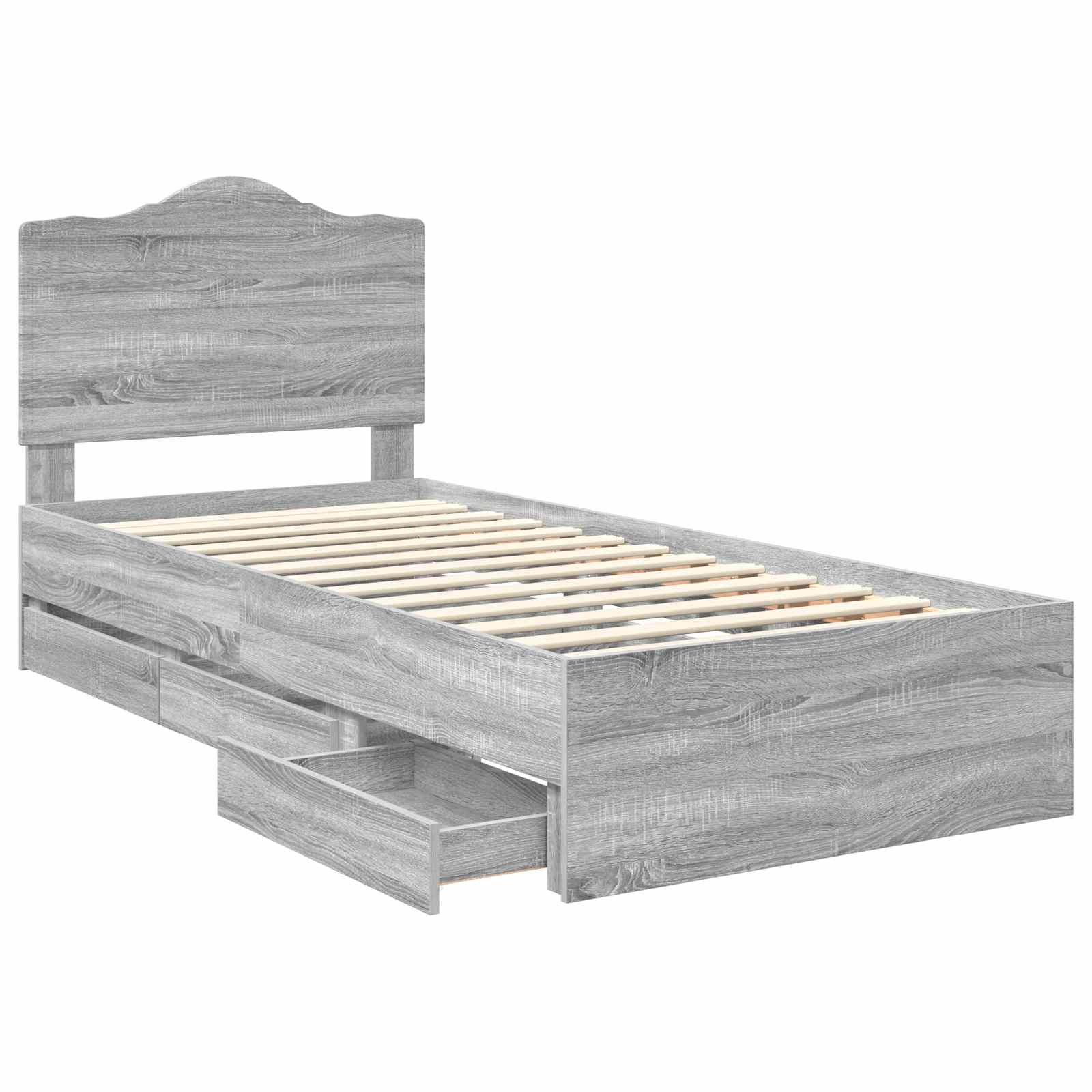 Krevetna konstrukcija Sivi Sonoma 75 x 190 cm Inženjersko Drvo