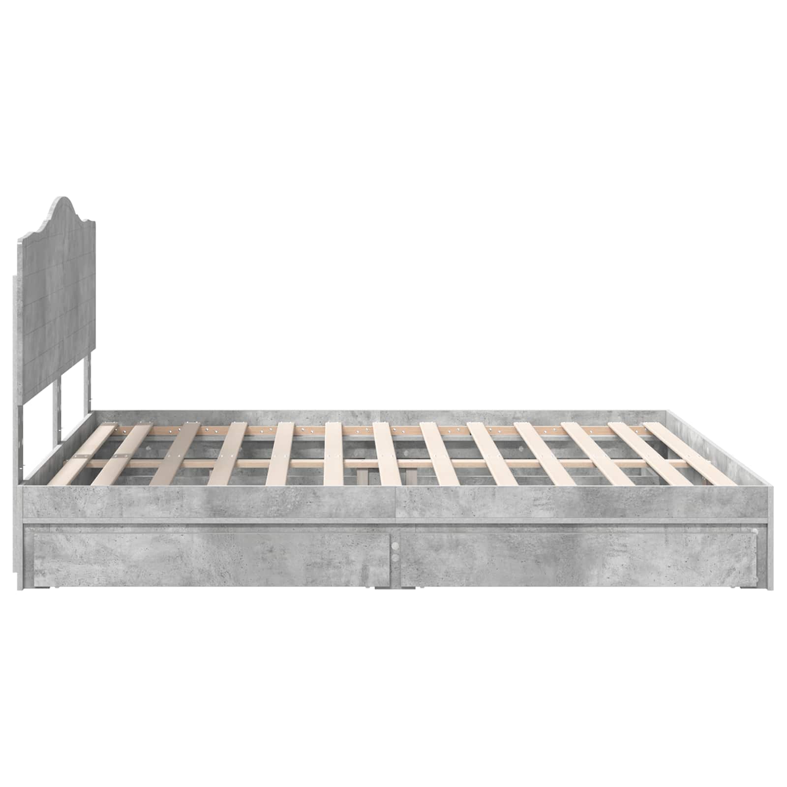 Krevet s od storage s uzglavljem Betonski sivi 200 x 200 cm