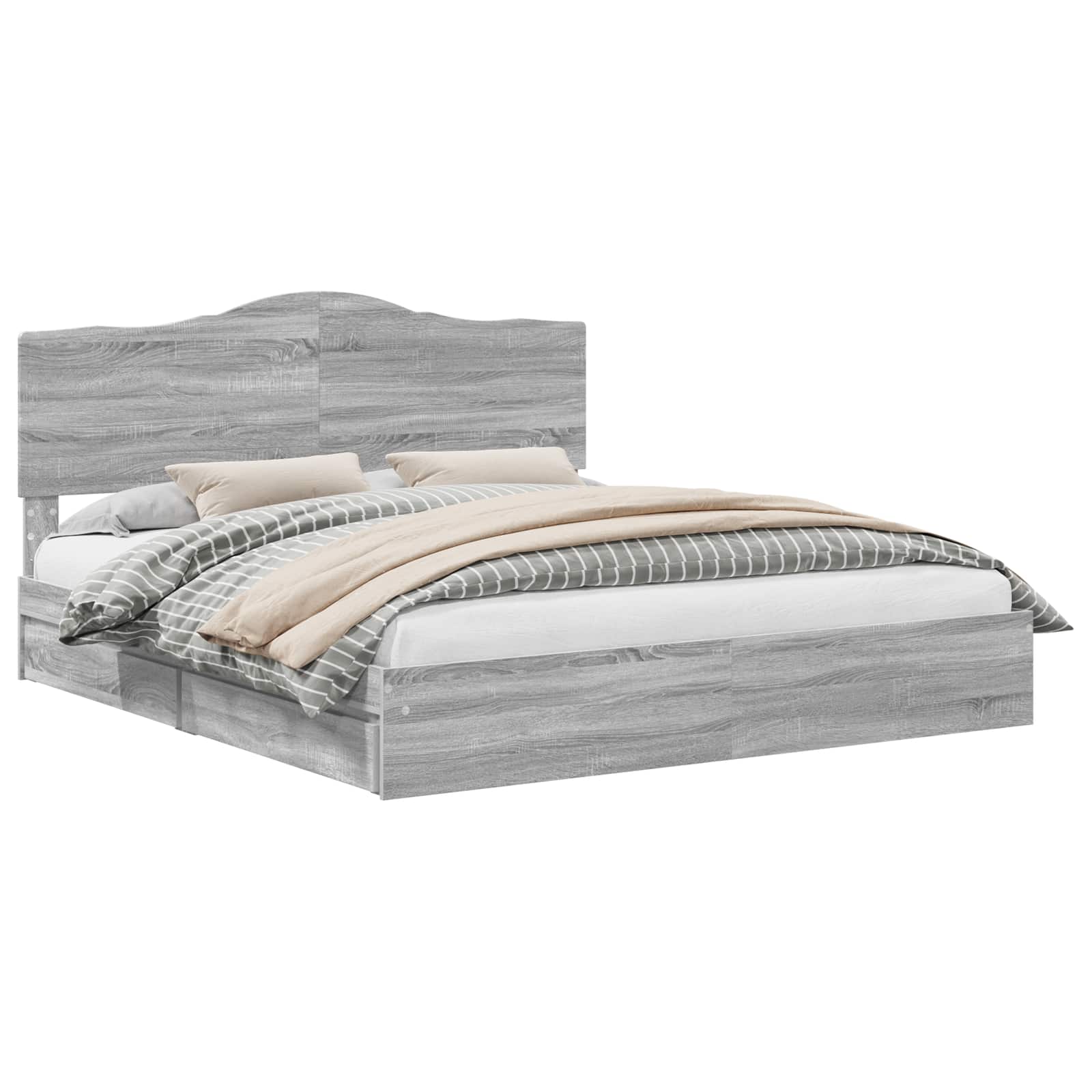 Krevet s od storage Siva Sonoma 200 x 200 cm Konstruirano drvo