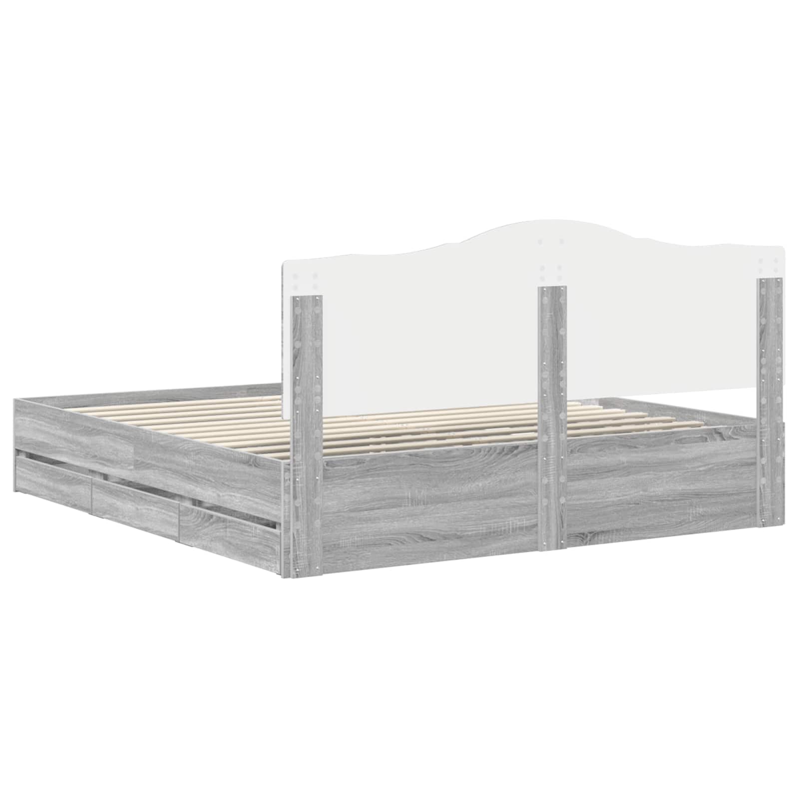 Krevet s od storage Siva Sonoma 180 x 200 cm Konstruirano drvo