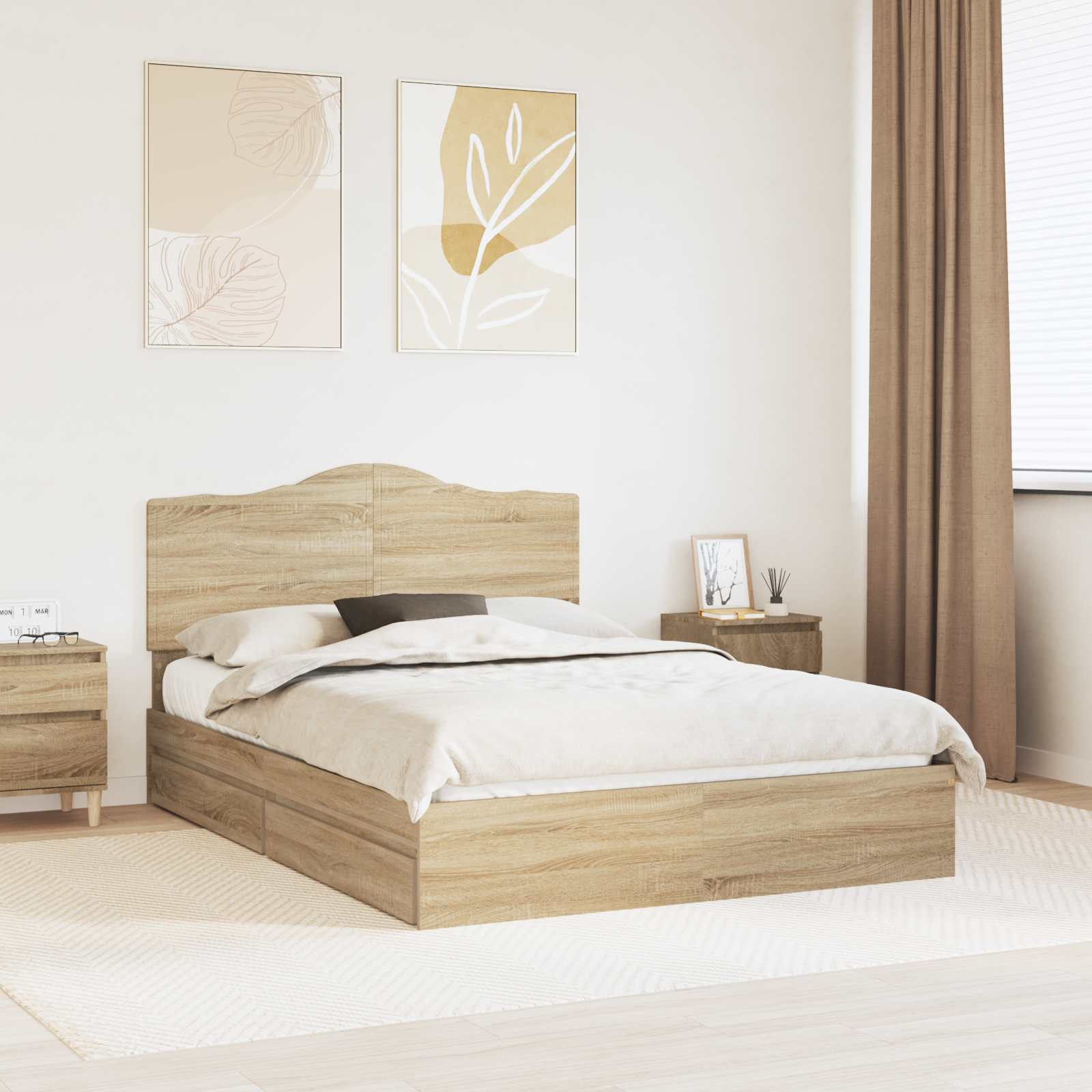 Krevet s od storage Sonoma hrast 160 x 200 cm Konstruirano drvo