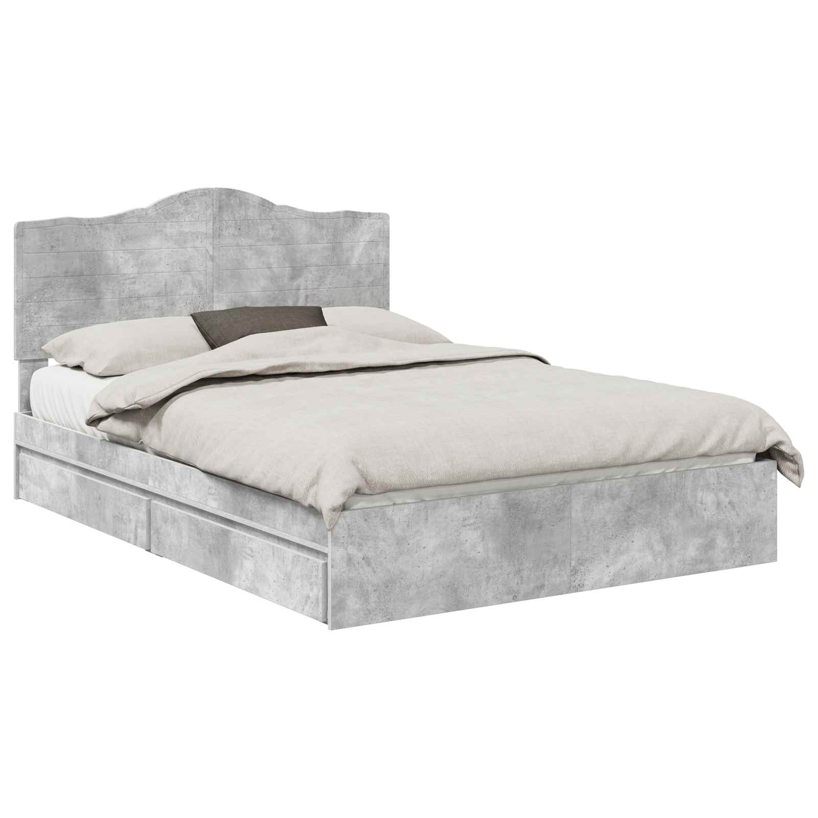 Krevet s od storage s uzglavljem Betonski sivi 150 x 200 cm
