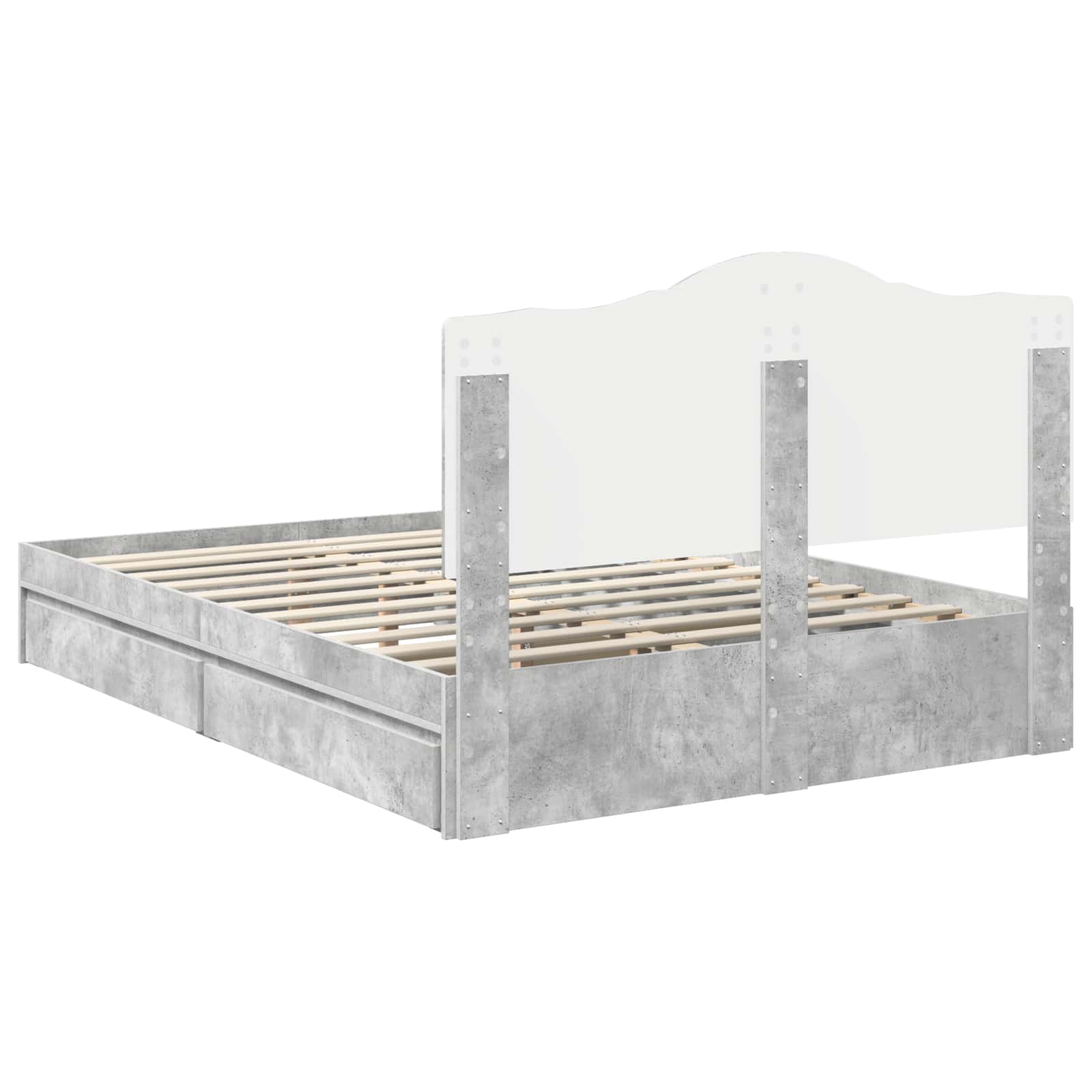 Krevet s od storage s uzglavljem Betonski sivi 150 x 200 cm