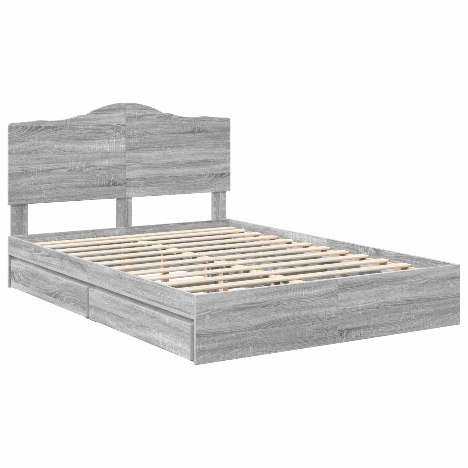 Krevet s od storage Siva Sonoma 140 x 200 cm Konstruirano drvo