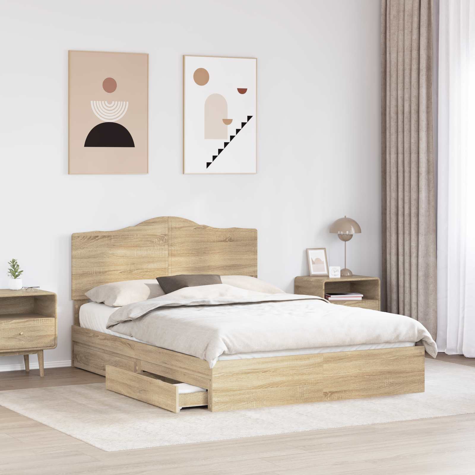 Krevet s od storage Sonoma hrast 140 x 190 cm Konstruirano drvo