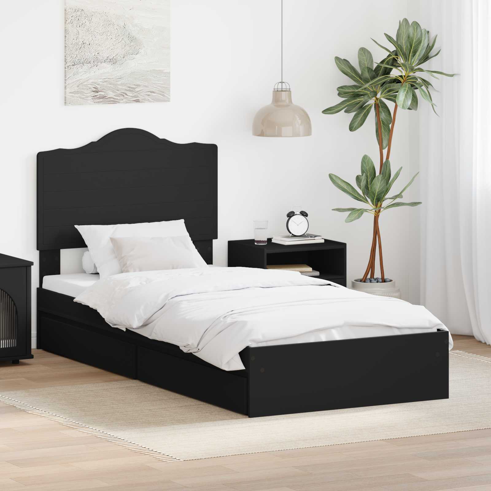 Krevet s od storage Podesivo Crna 90 x 190 cm Konstruirano drvo