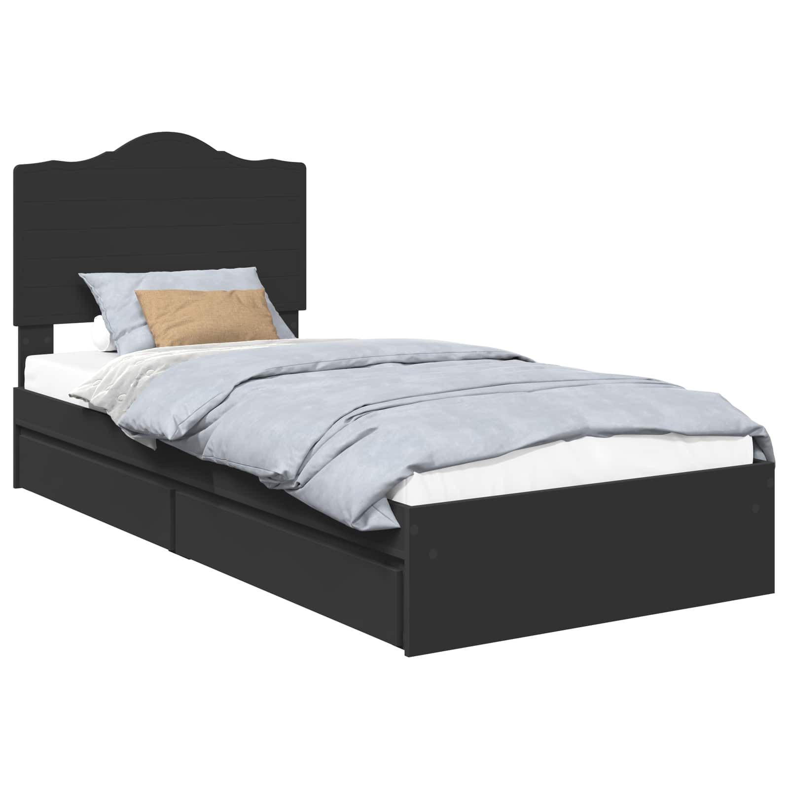 Krevet s od storage Podesivo Crna 90 x 190 cm Konstruirano drvo
