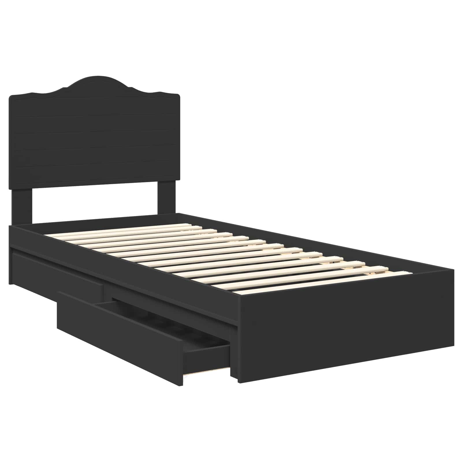 Krevet s od storage Podesivo Crna 90 x 190 cm Konstruirano drvo