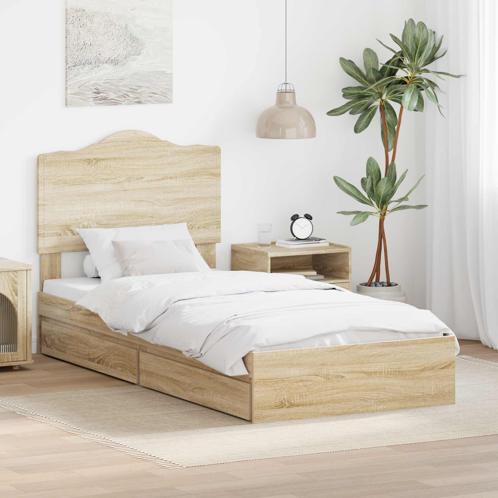 Krevet s od storage Sonoma hrast 90 x 190 cm Konstruirano drvo