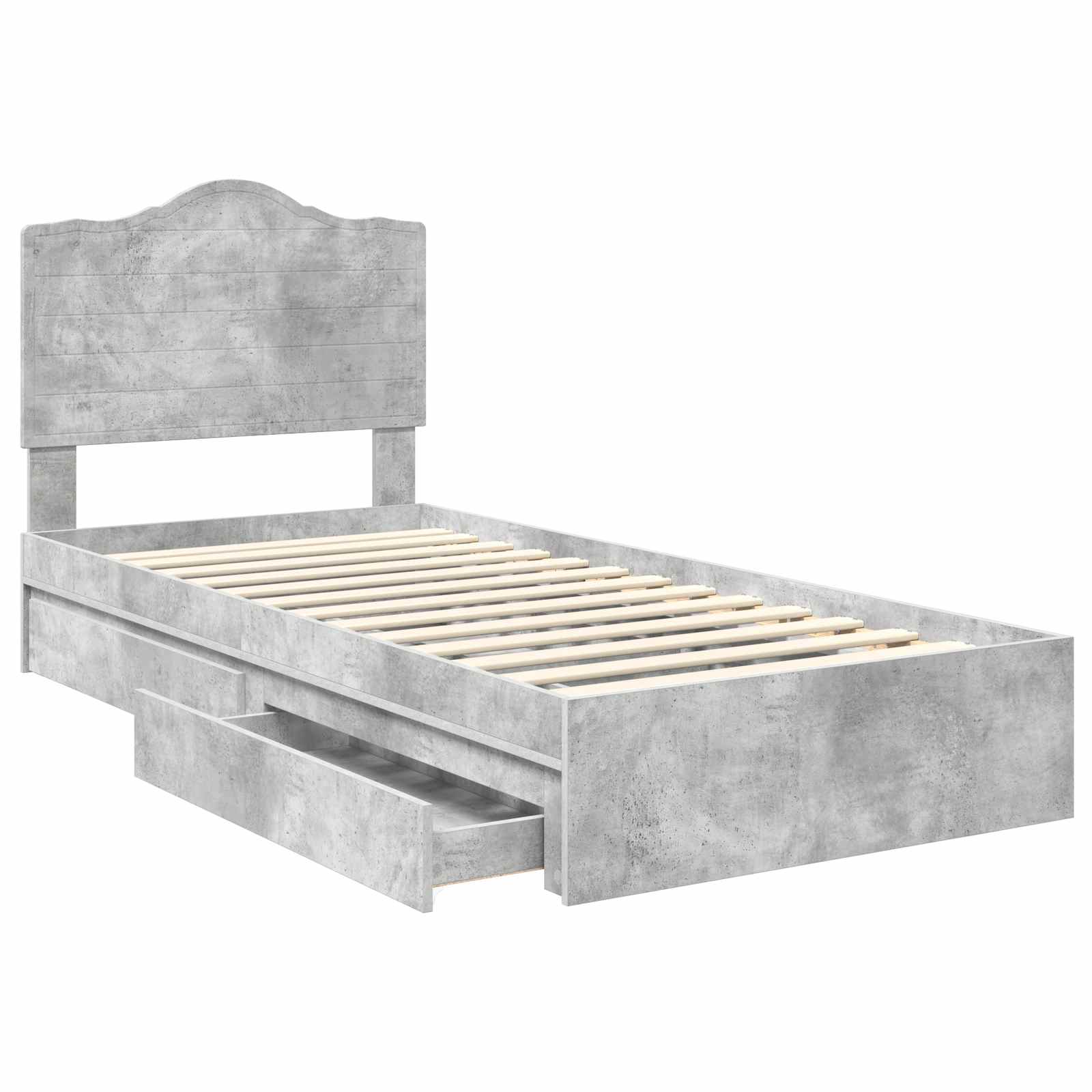 Krevet s od storage Betonski sivi 90 x 190 cm Konstruirano drvo
