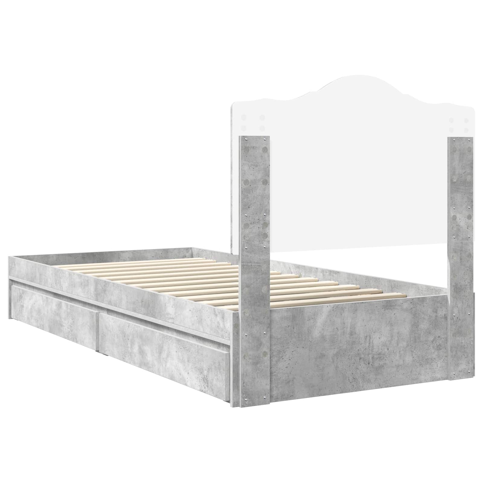 Krevet s od storage Betonski sivi 90 x 190 cm Konstruirano drvo