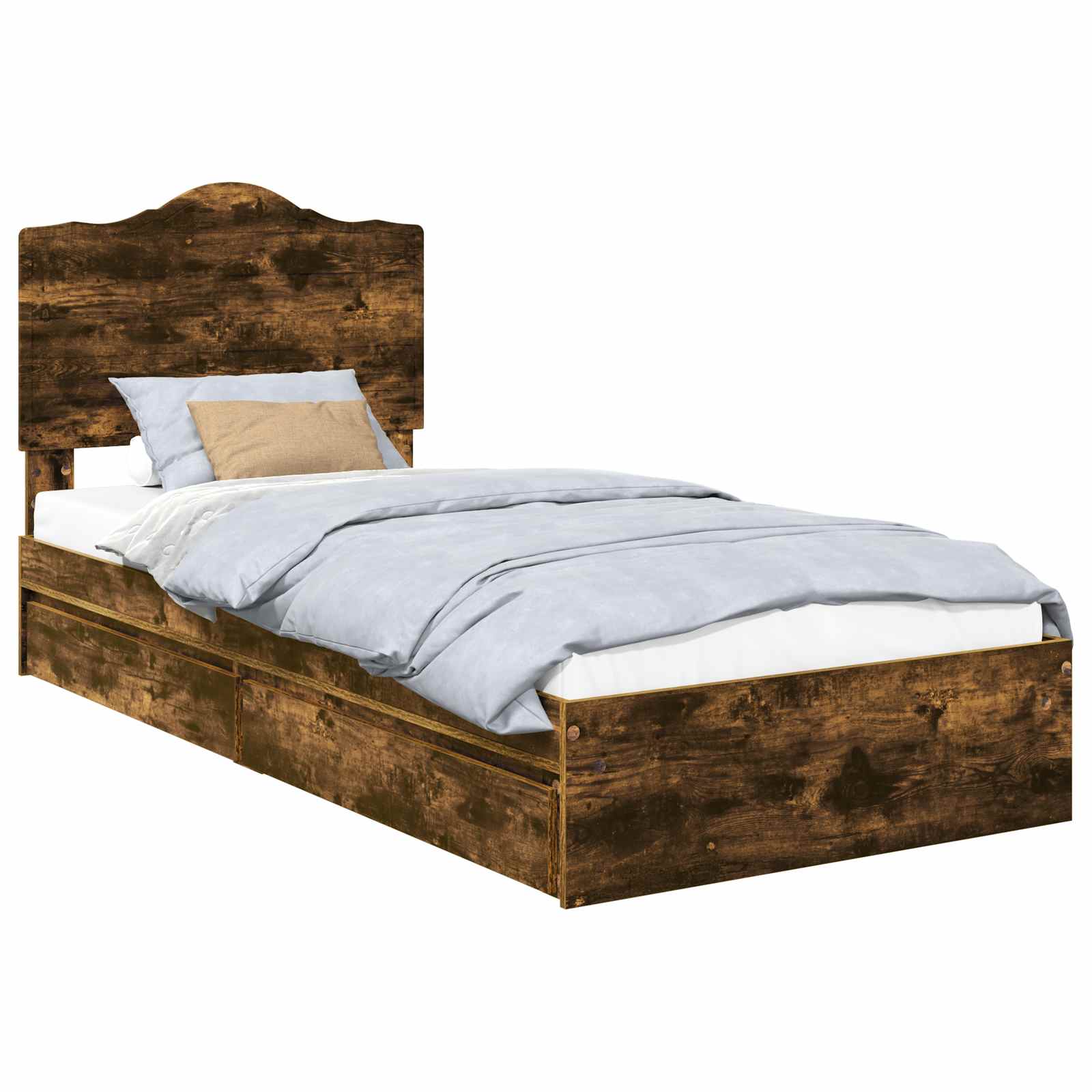Krevet s od storage s uzglavljem Dimljeni hrast 90 x 190 cm