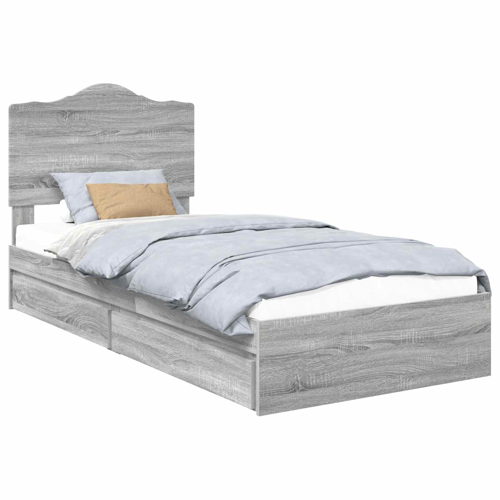 Krevet s od storage Siva Sonoma 90 x 190 cm Konstruirano drvo