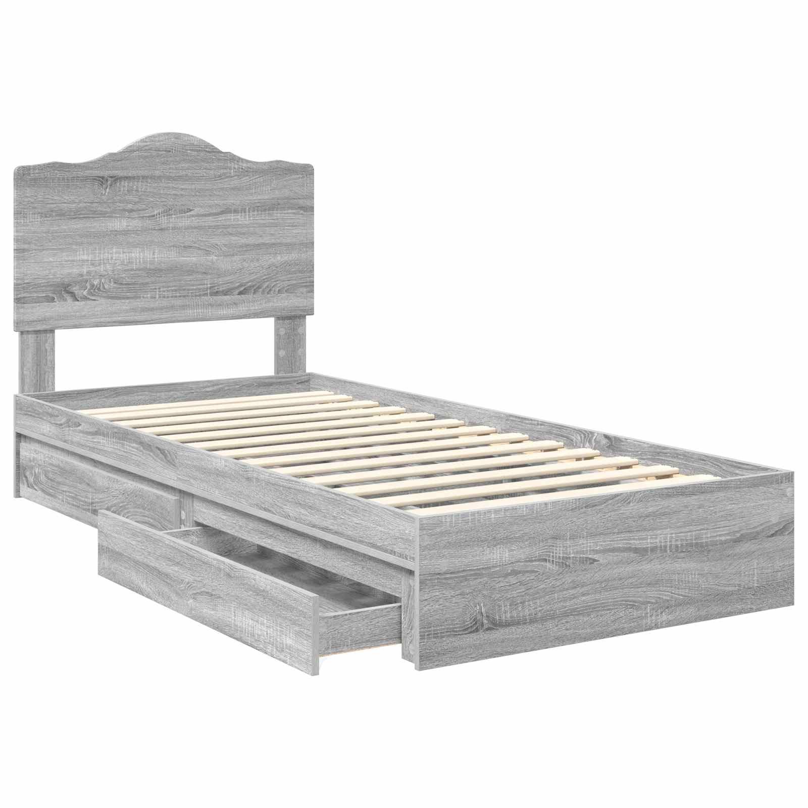 Krevet s od storage Siva Sonoma 90 x 190 cm Konstruirano drvo