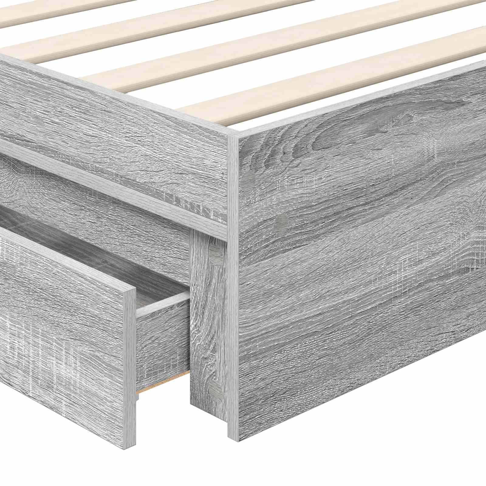 Krevet s od storage Siva Sonoma 70 x 190 cm Konstruirano drvo