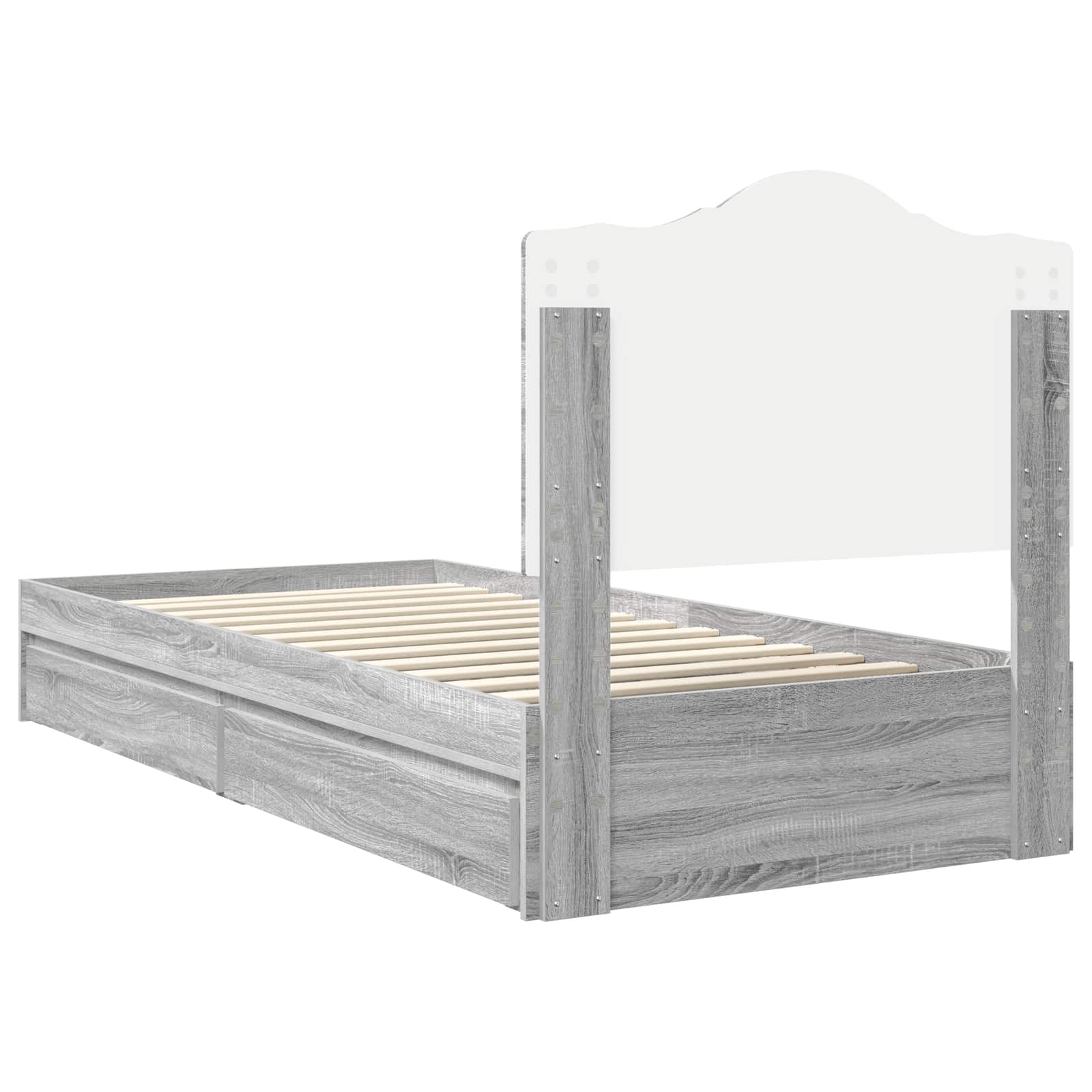 Krevet s od storage Siva Sonoma 70 x 190 cm Konstruirano drvo