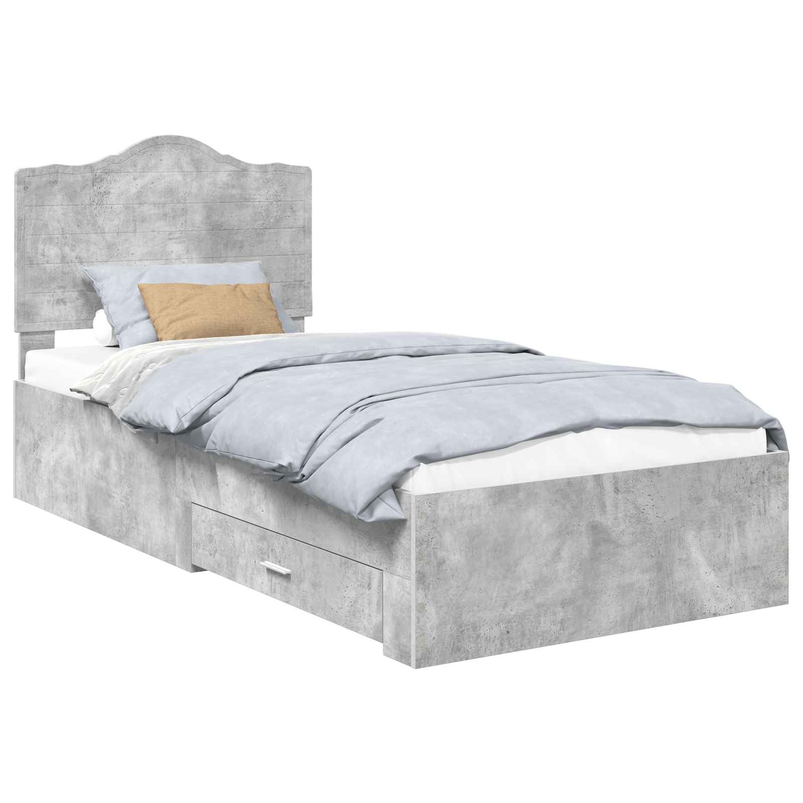 Krevetna konstrukcija s uzglavljem Betonski sivi 90 x 200 cm