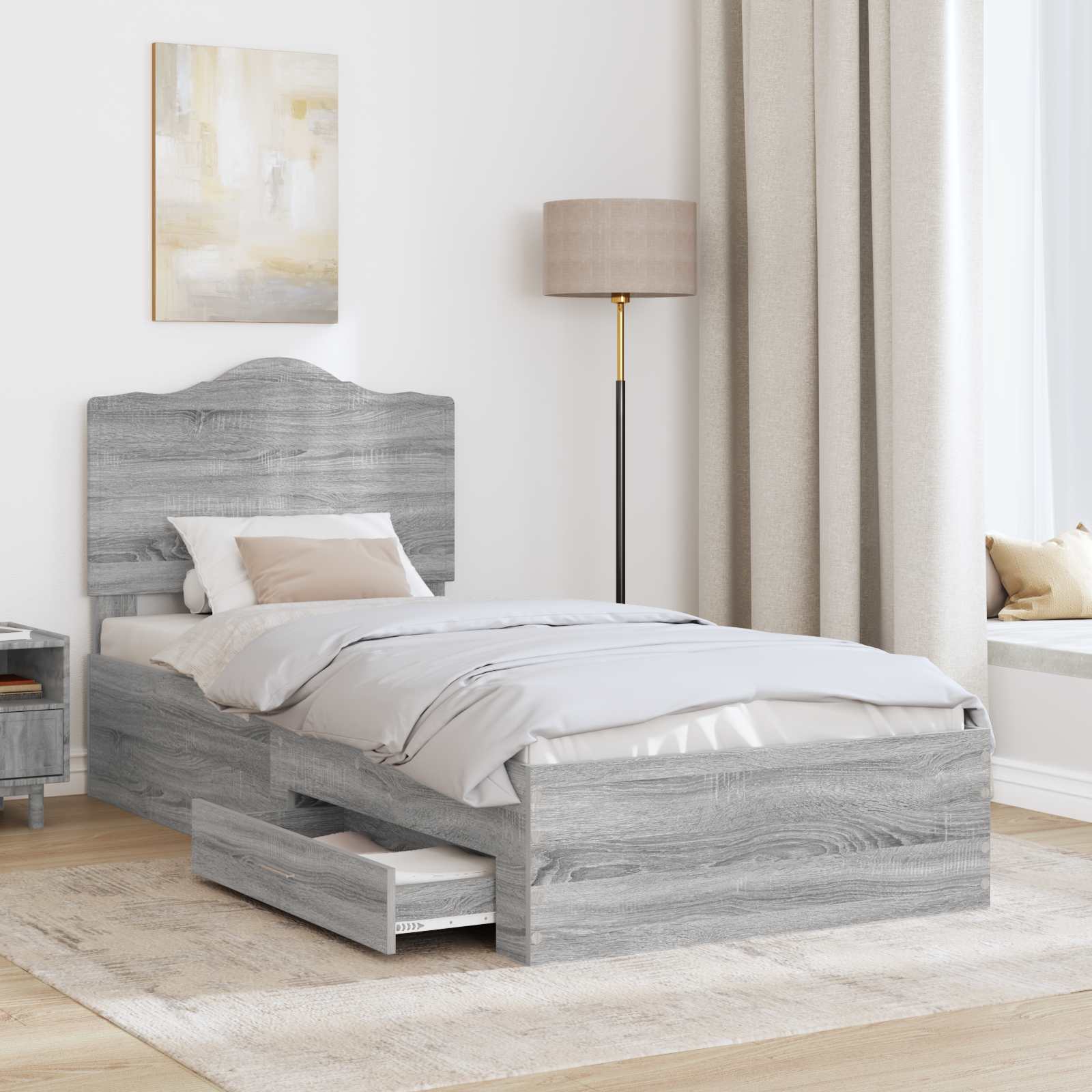 Krevetna konstrukcija Siva Sonoma 90 x 190 cm Konstruirano drvo