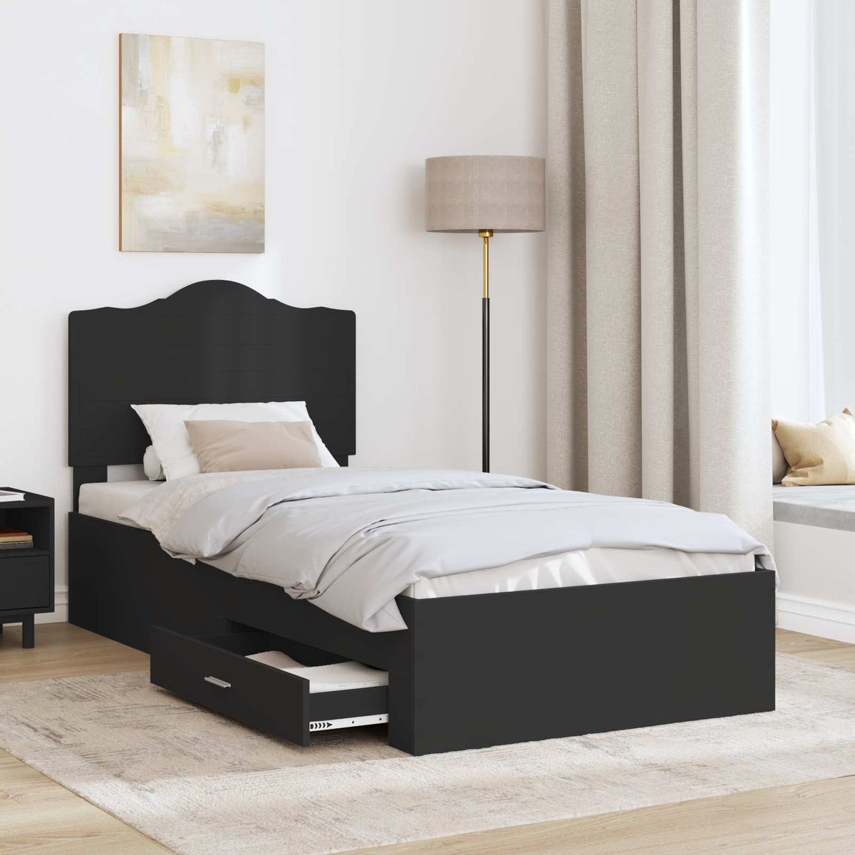 Krevetna konstrukcija Crna 70 x 190 cm Konstruirano drvo
