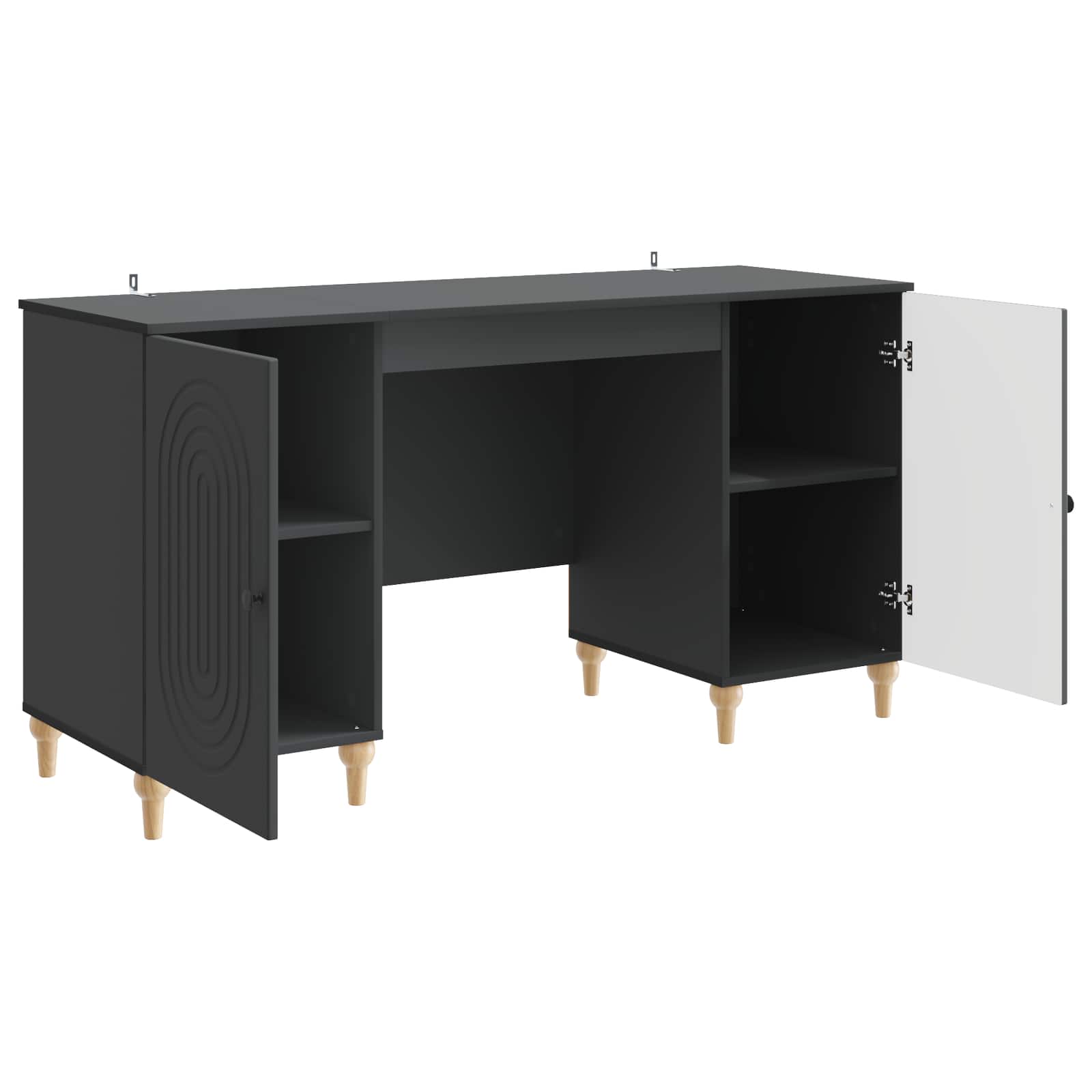 Stol s policom Crna 142,5 x 50 x 75 cm Konstruirano drvo