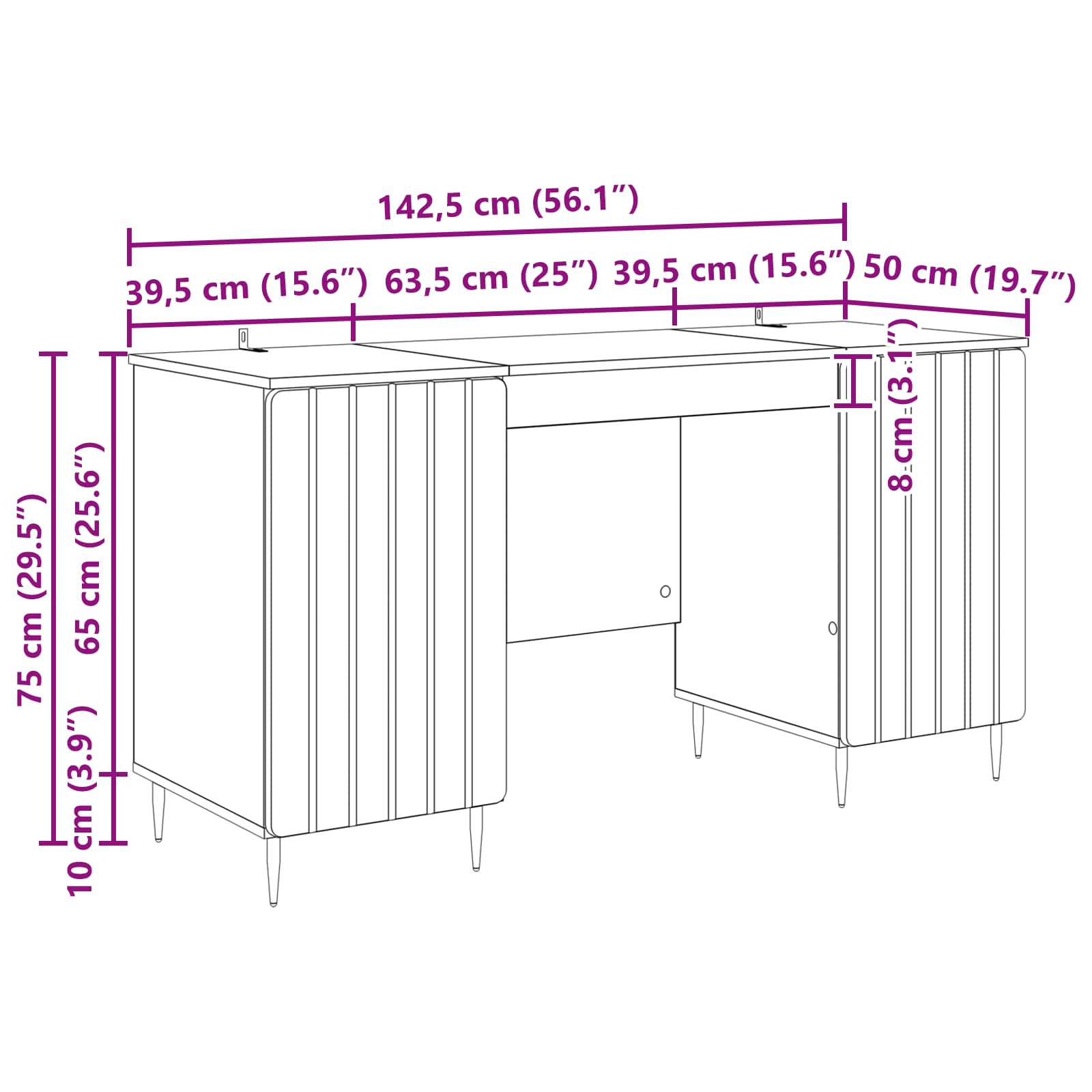 Stol Bijela visokog sjaja 142,5 x 50 x 75 cm Konstruirano drvo