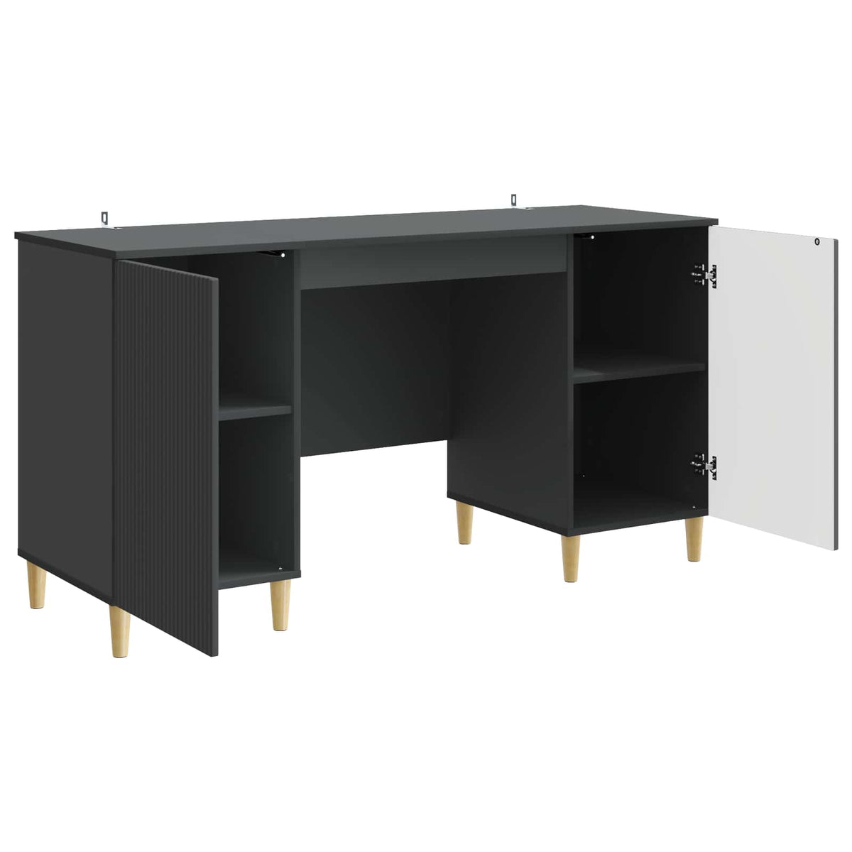 Stol s policom Crna 142,5 x 50 x 75 cm Konstruirano drvo