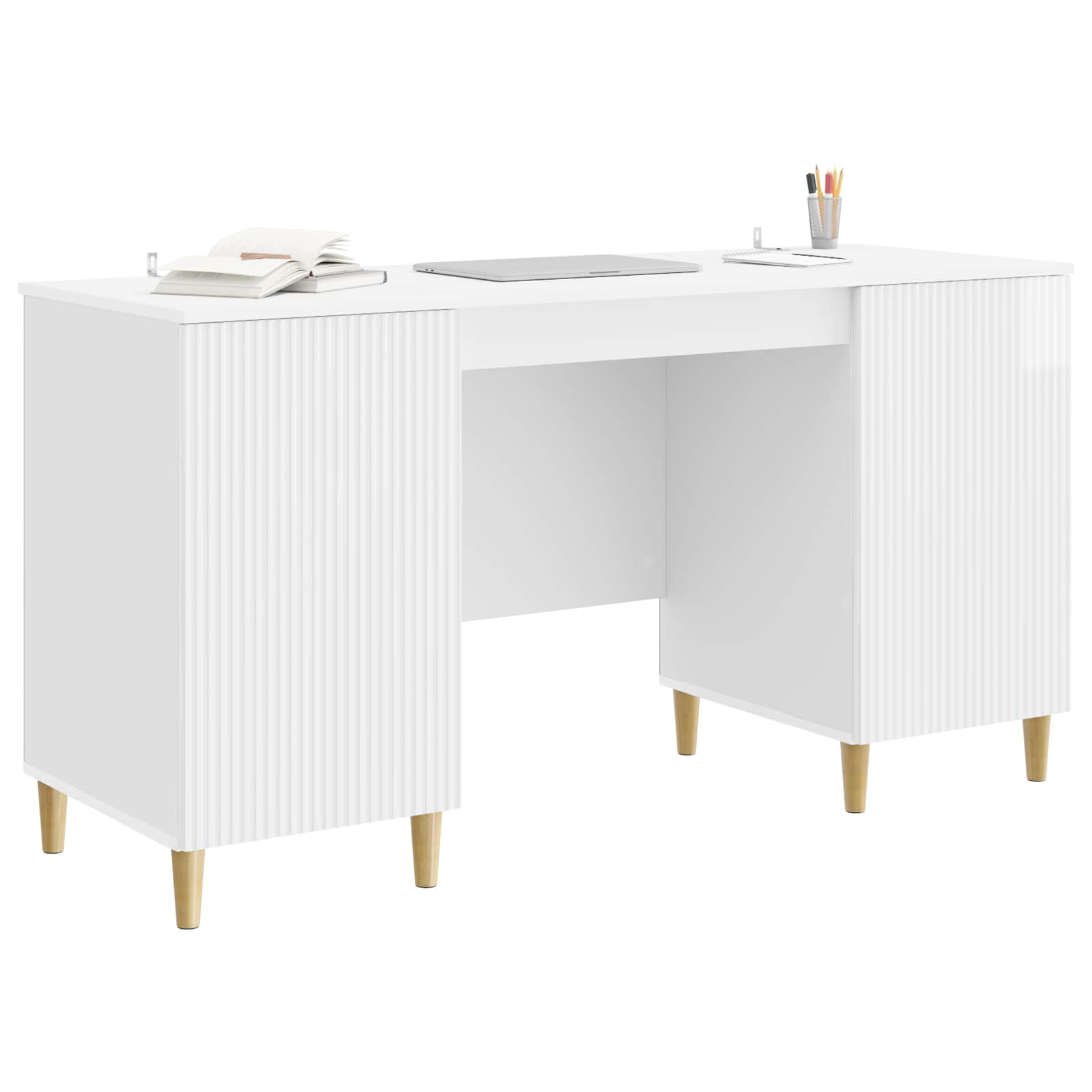 Stol Bijela visokog sjaja 142,5 x 50 x 75 cm Konstruirano drvo