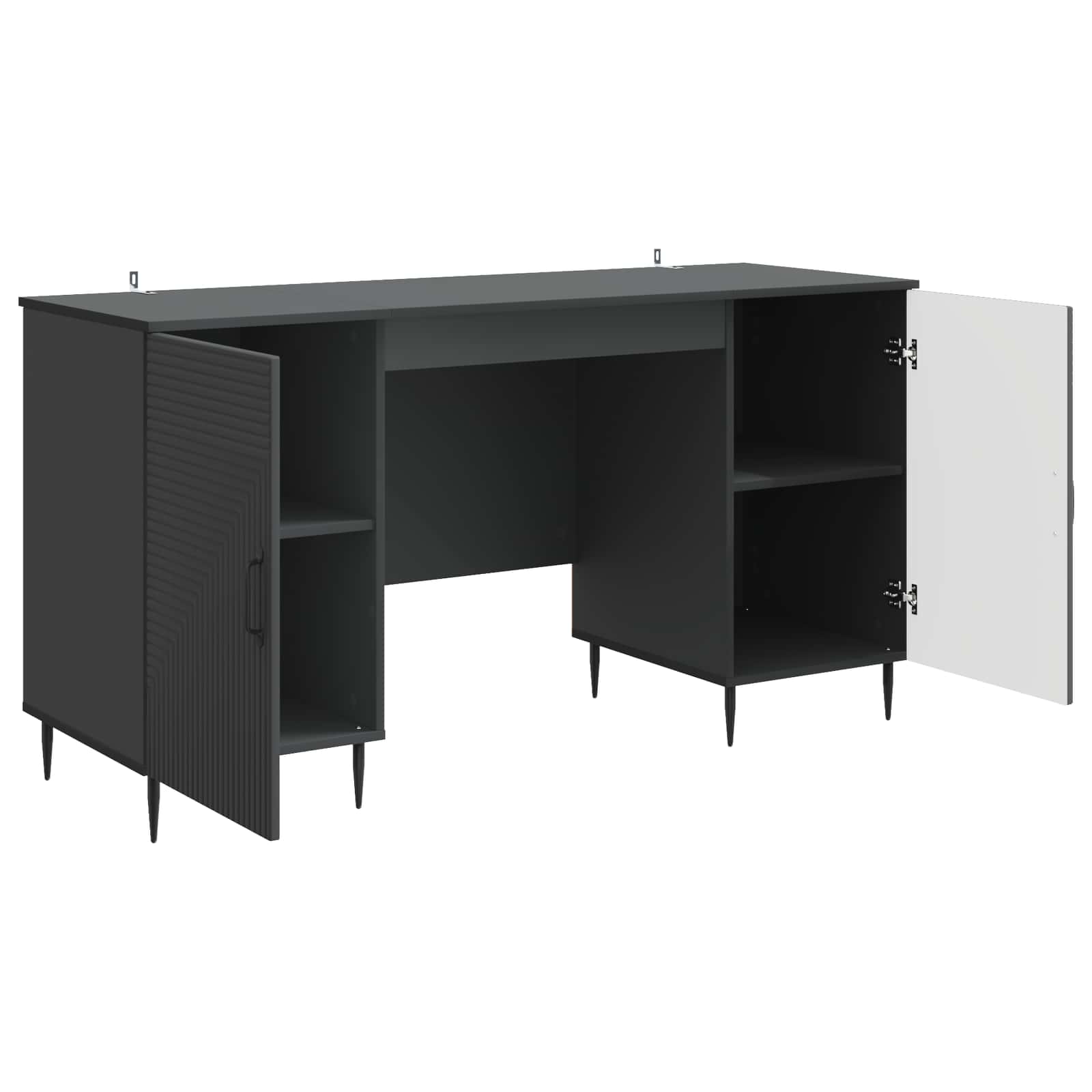 Stol s policom Crna 142,5 x 50 x 75 cm Konstruirano drvo