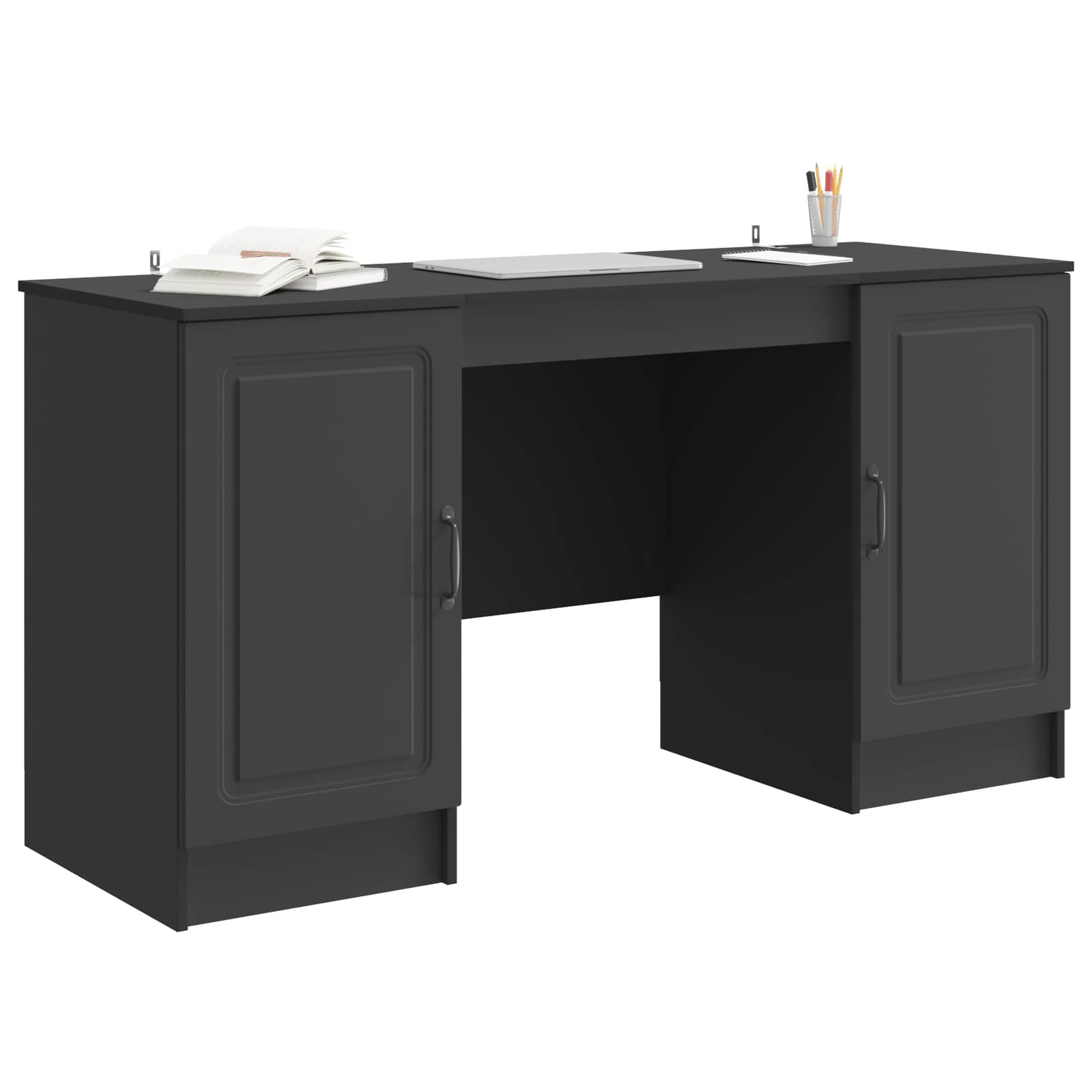 Stol s policom Crna 142,5 x 50 x 75 cm Konstruirano drvo