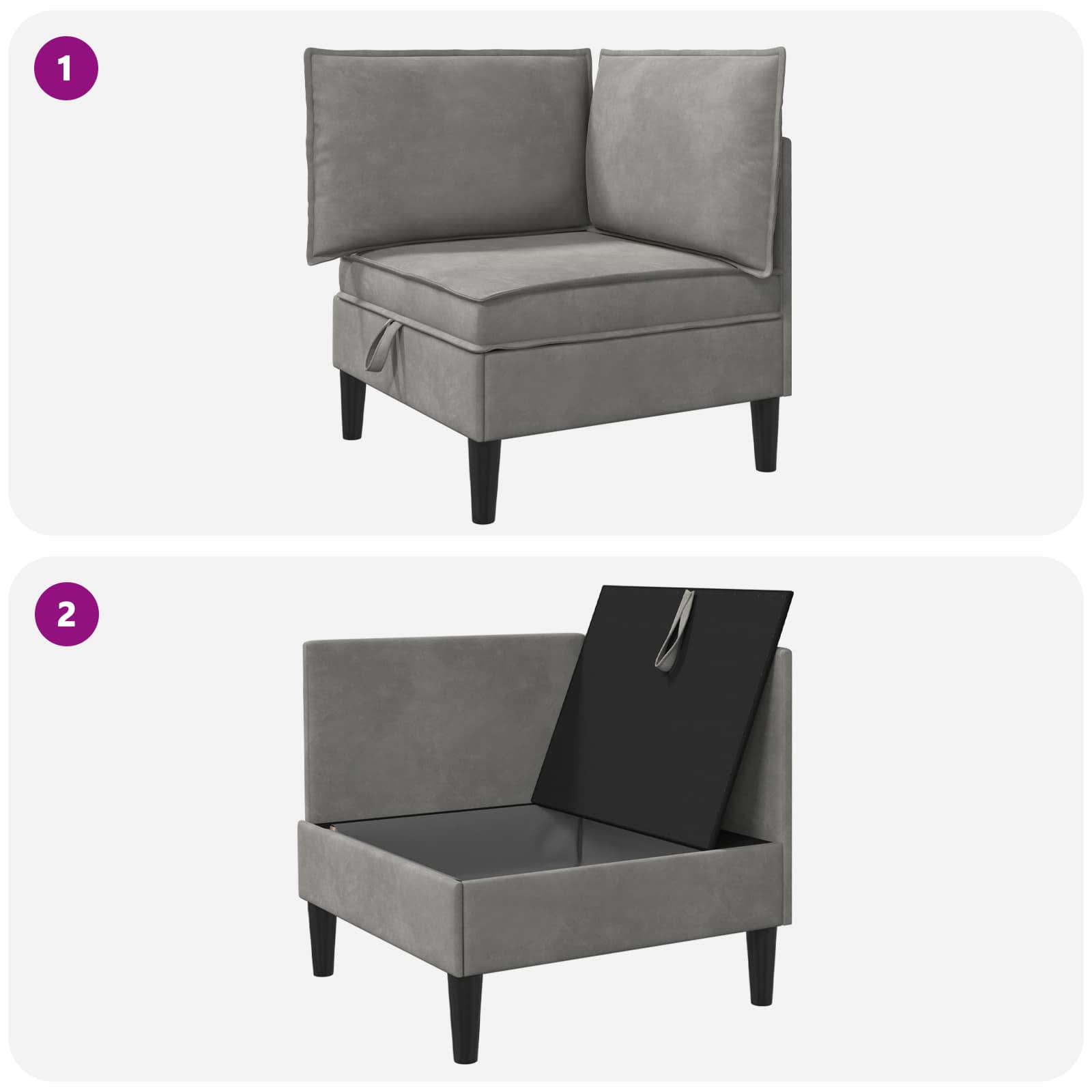 Sofa s pohranom Svjetlosiva Baršun