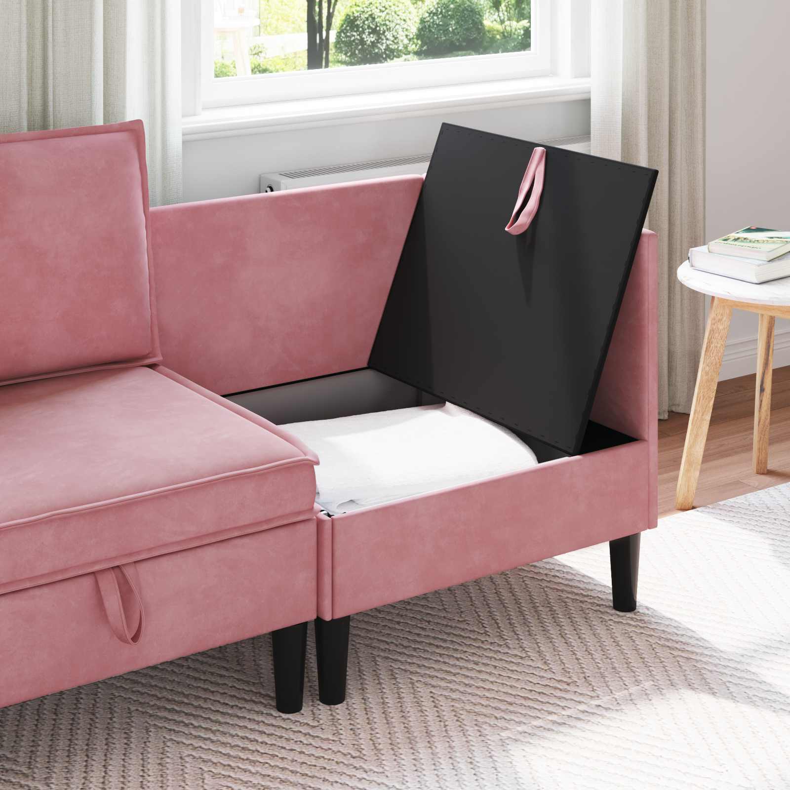 Sofa s pohranom Ružičasta Baršun