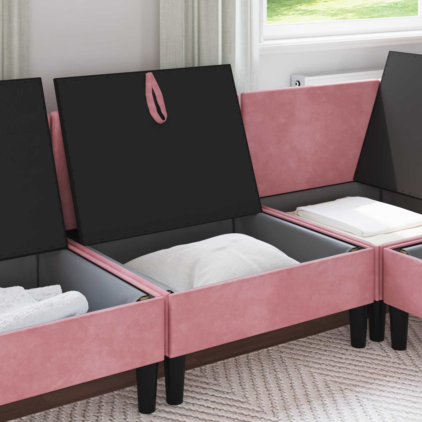 Sofa s pohranom Ružičasta Baršun
