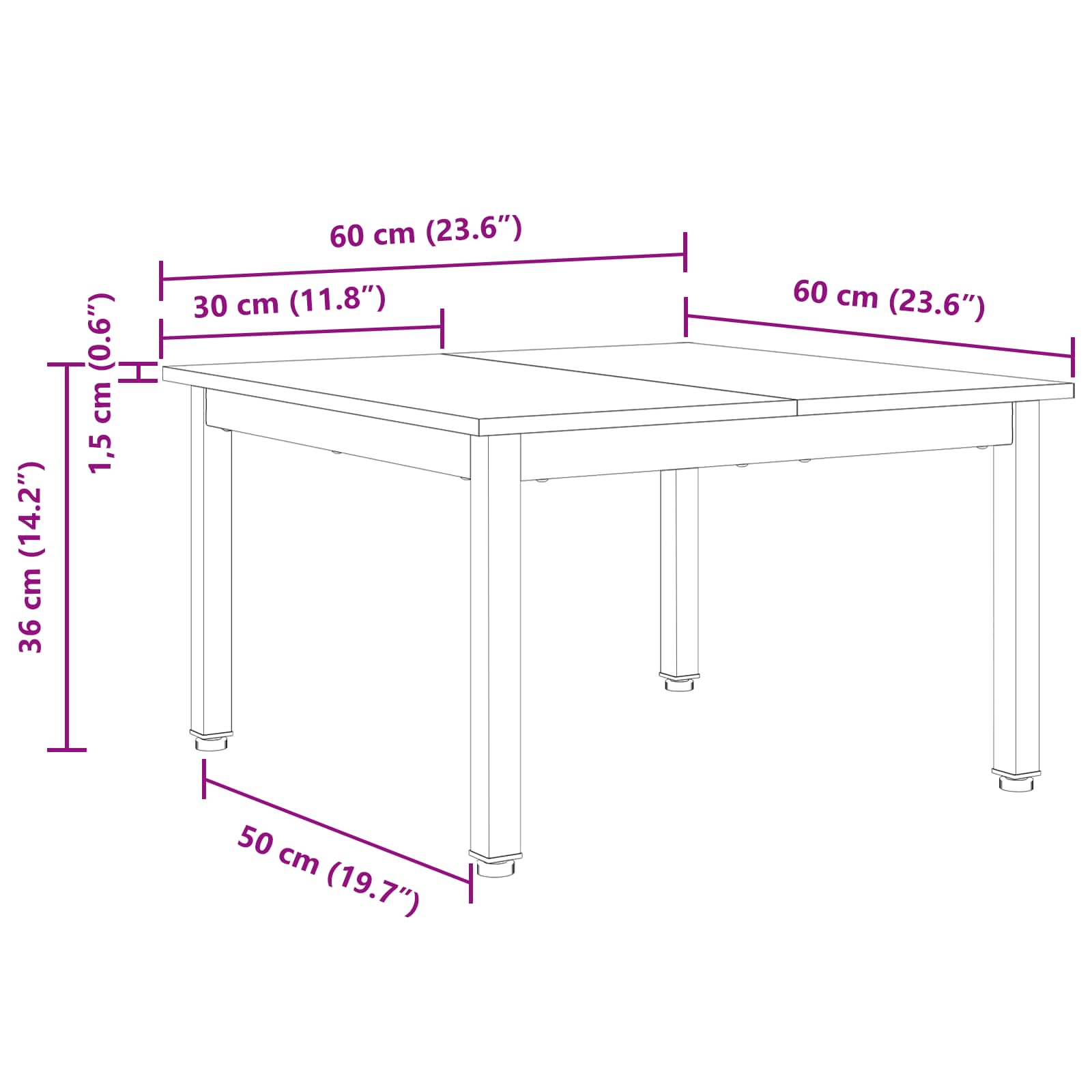 Kava Stol Bijelo 60 x 60 x 36 cm Čvrsto borovo drvo