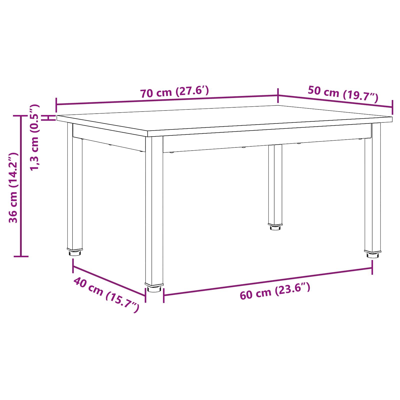 Kava Stol Prirodna 70 x 50 x 36 cm Čvrsto borovo drvo