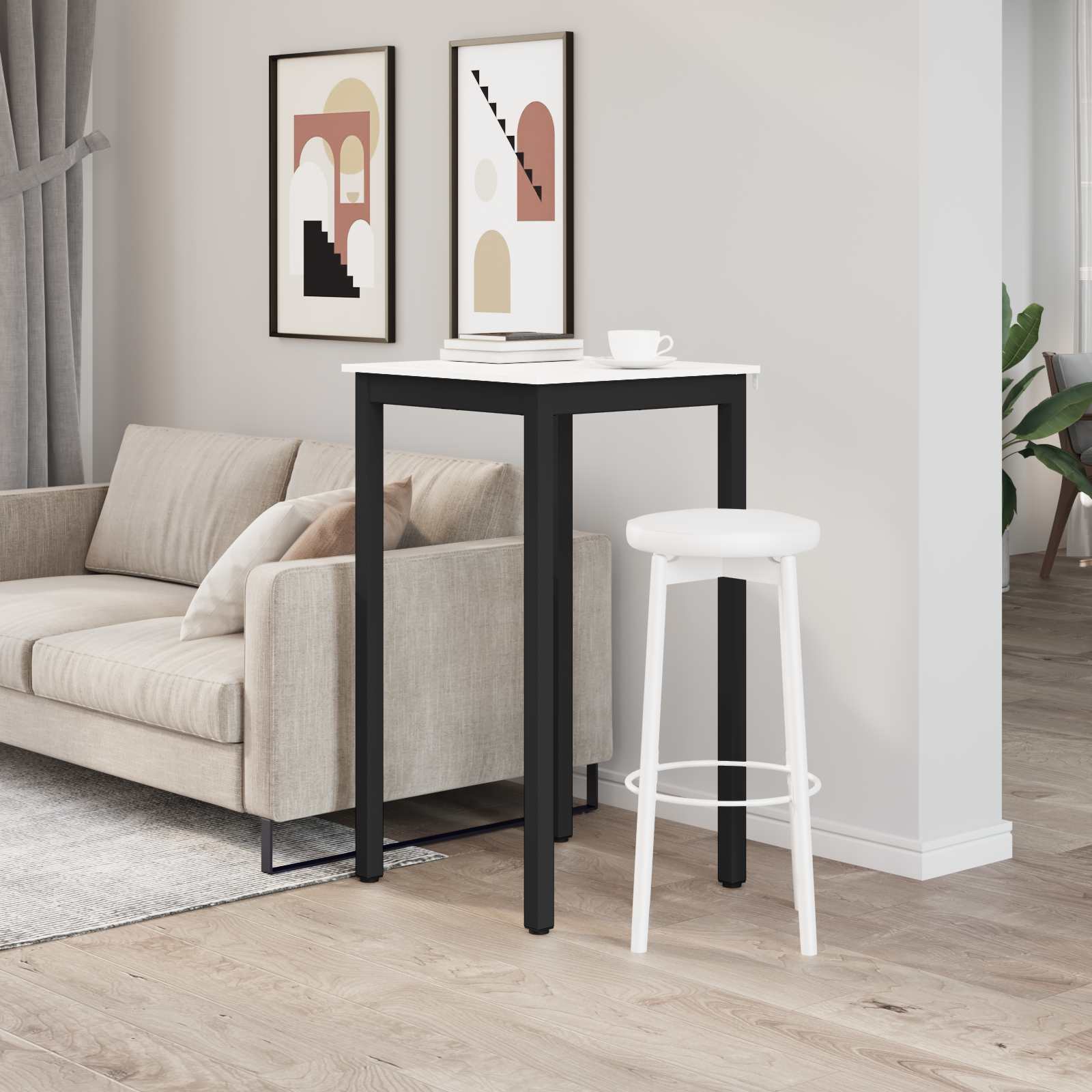 Stol za bar Bijelo 60 x 60 x 105 cm Čvrsto borovo drvo