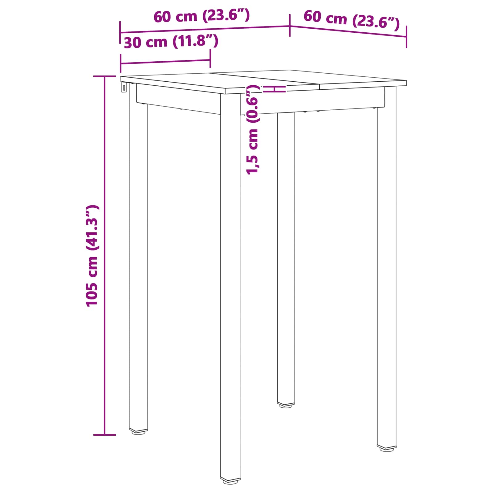 Stol za bar Bijelo 60 x 60 x 105 cm Čvrsto borovo drvo