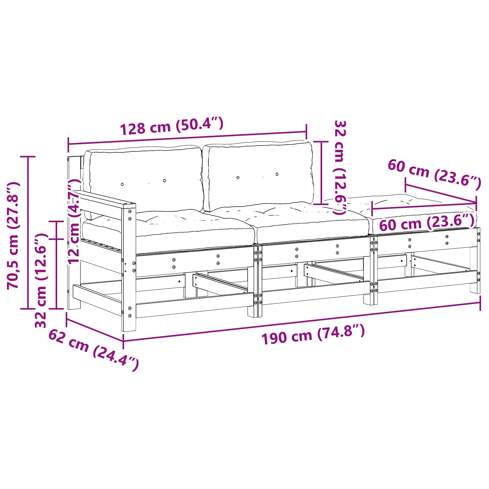 Sekcionalna sofa s jastukom Voštanosmeđa 190 x 62 x 70,5cm