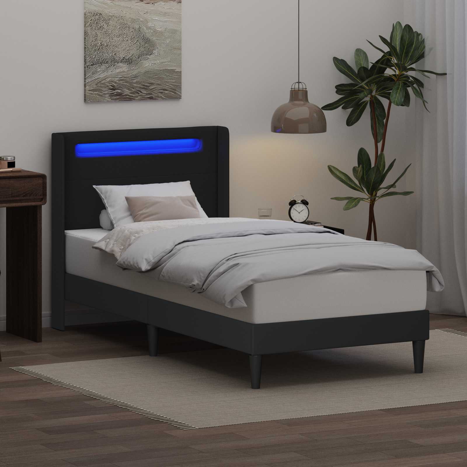 Krevetna konstrukcija Crna 90 x 190 cm Umjetna koža