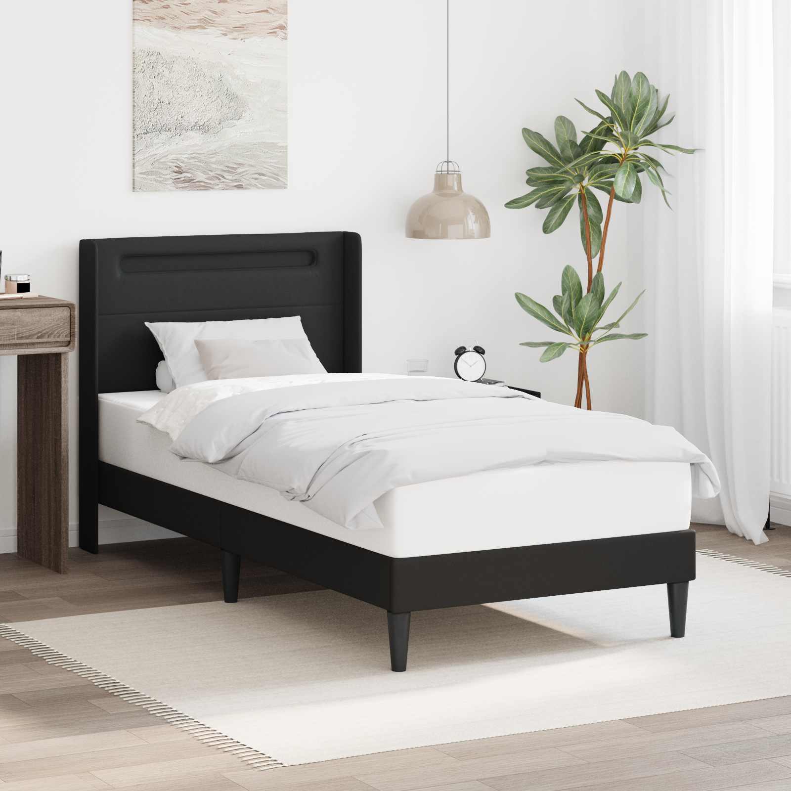 Krevetna konstrukcija Crna 90 x 190 cm Umjetna koža