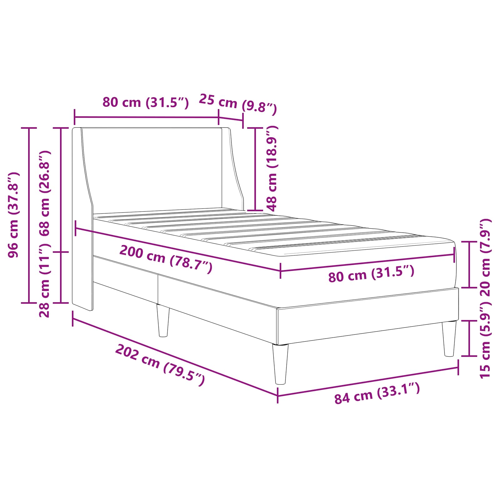Okvir kreveta s madracem Plava 80x 200 cm Poliester