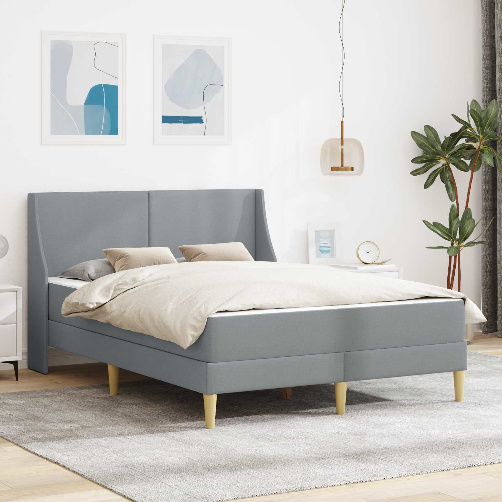 Okvir kreveta s madracem Svijetlo siva 140 x 200 cm Poliester