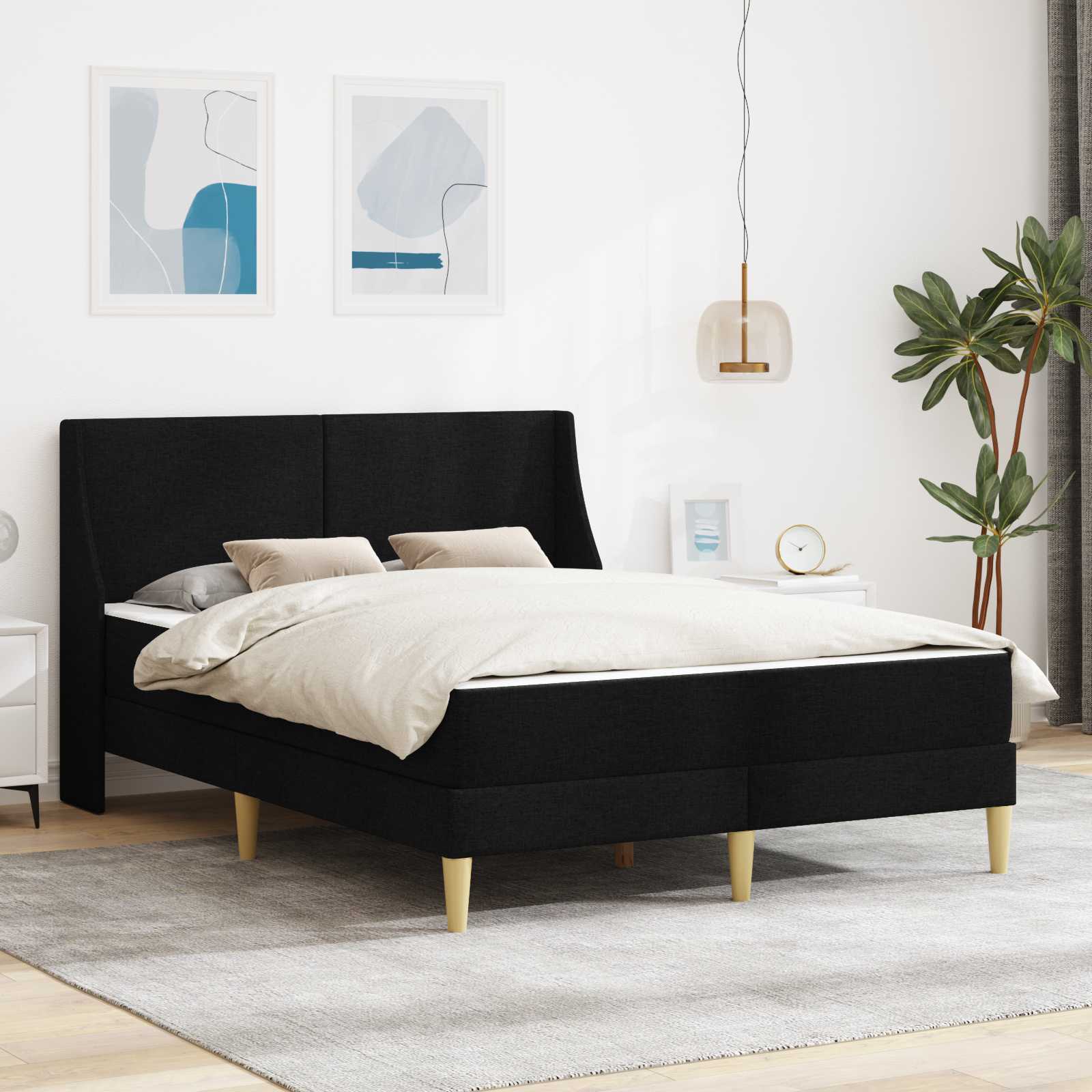 Okvir kreveta s madracem Crna 160 x 200 cm Poliester