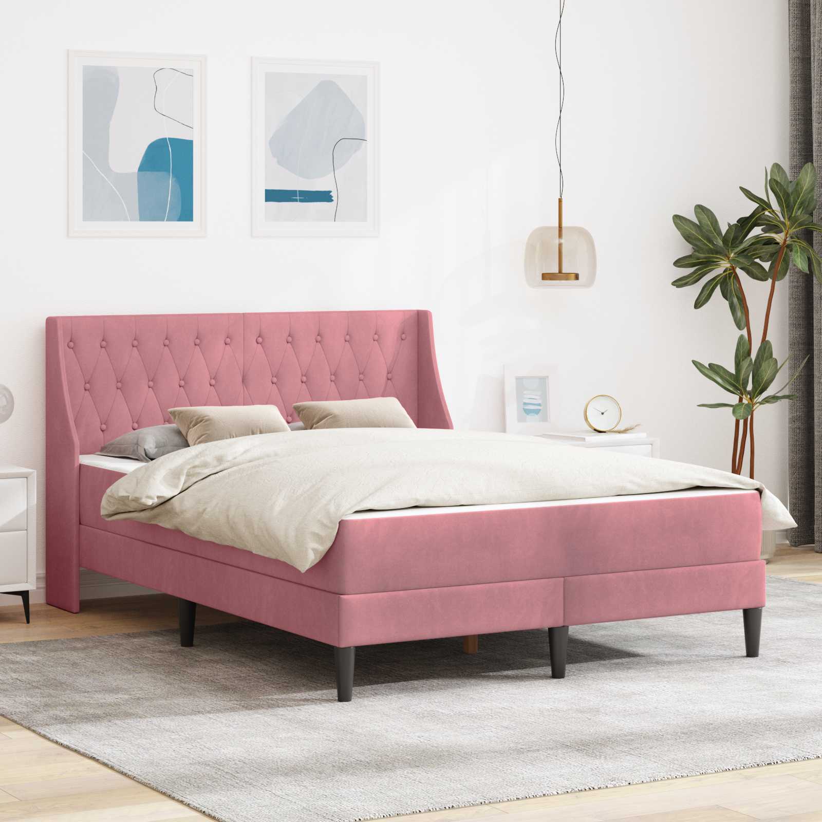 Okvir kreveta s madracem Ružičasta 180 x 200 cm Baršun
