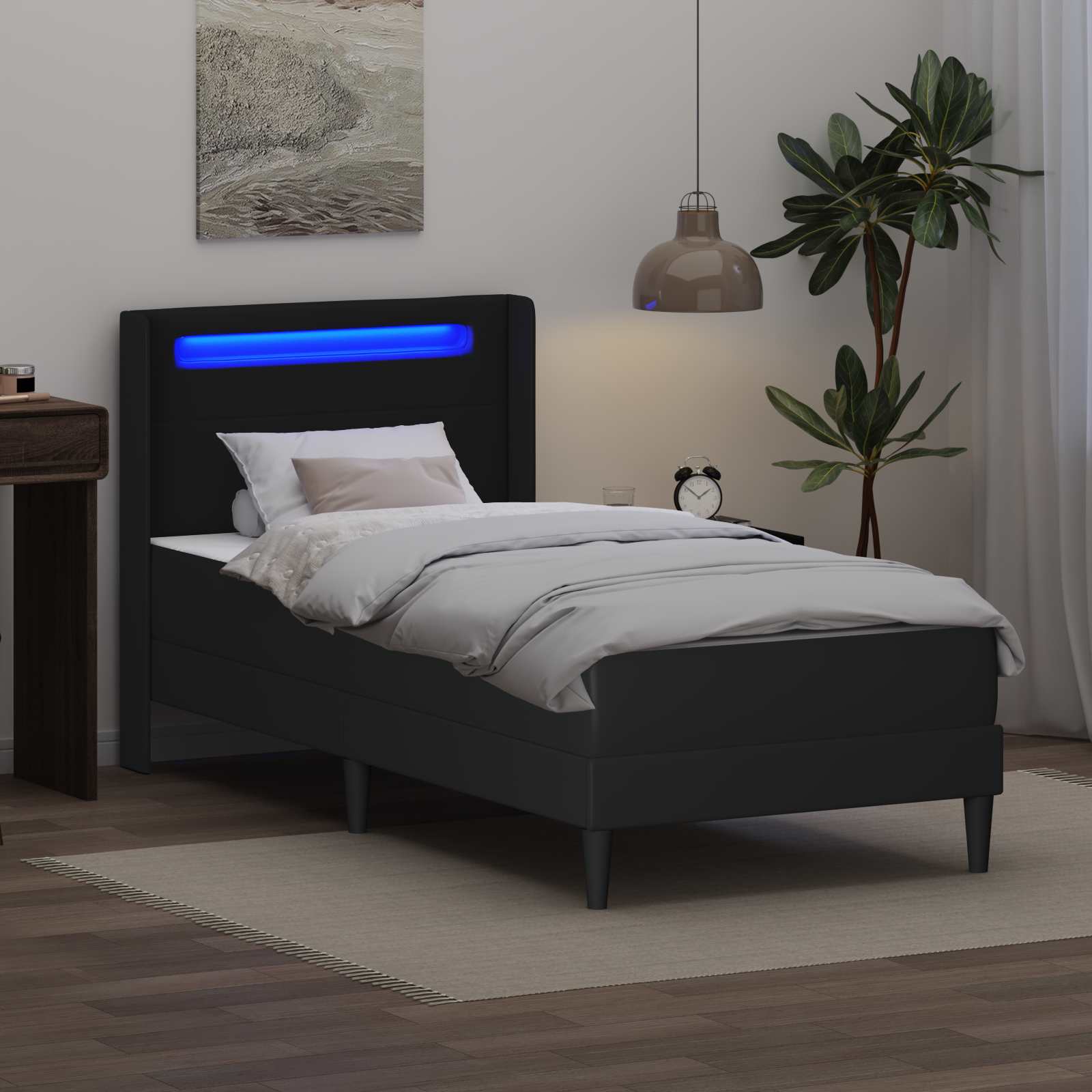 Okvir kreveta s madracem Crna 100 x 200 cm Umjetna koža