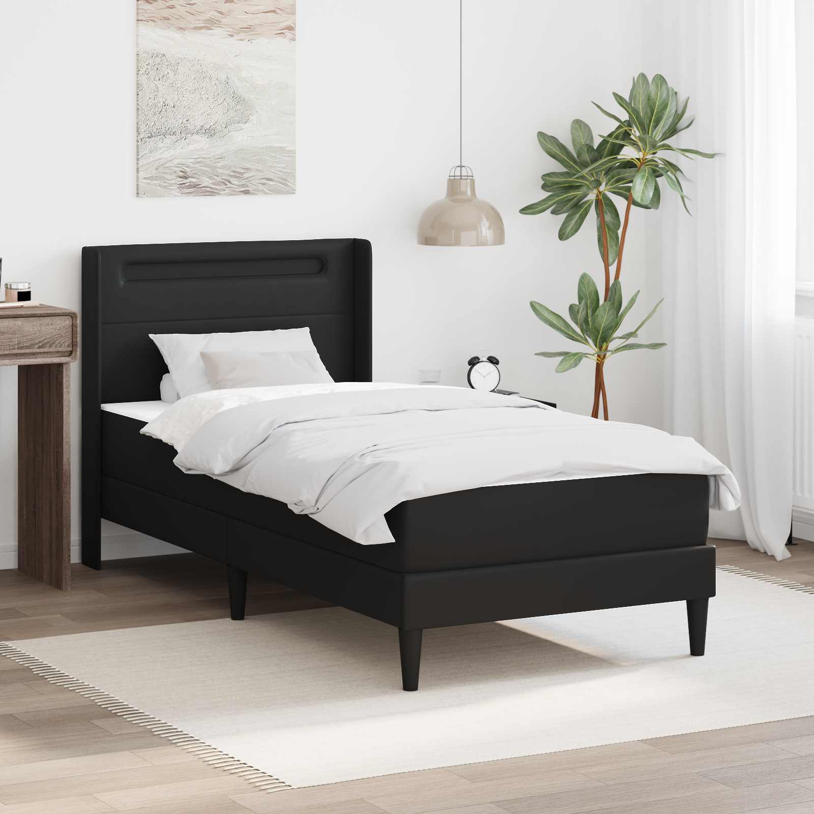 Okvir kreveta s madracem Crna 100 x 200 cm Umjetna koža