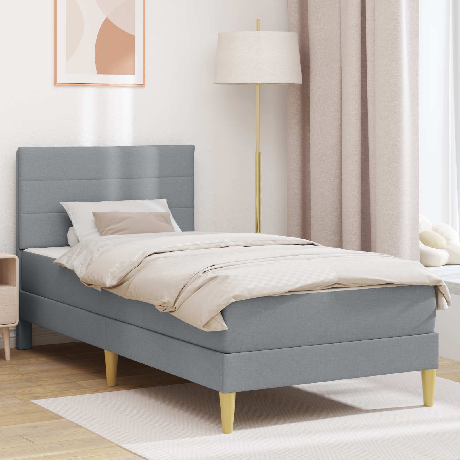 Krevetna konstrukcija Svijetlo siva 90 x 200 cm Poliester