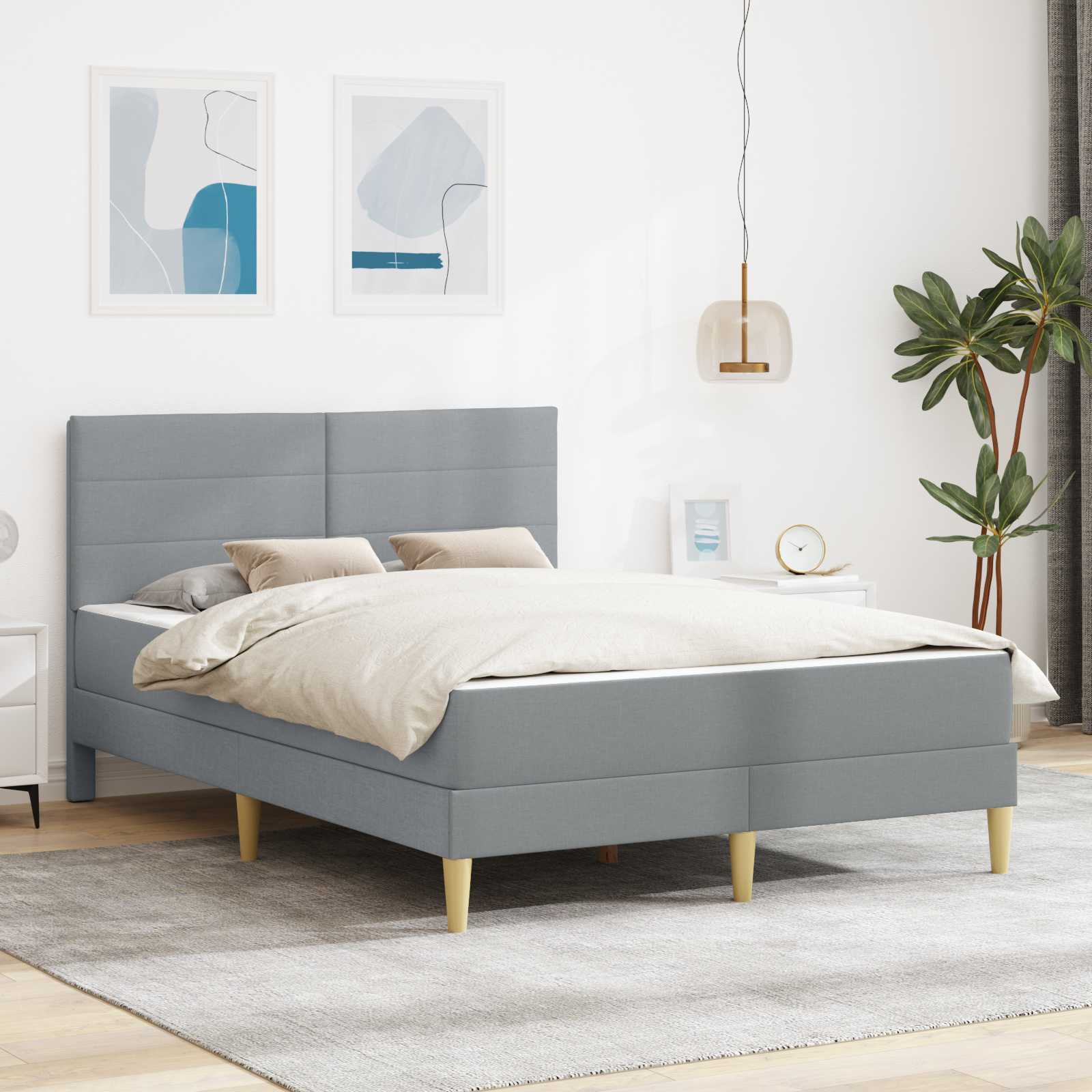 Krevetna konstrukcija Svijetlo siva 160 x 200 cm Poliester