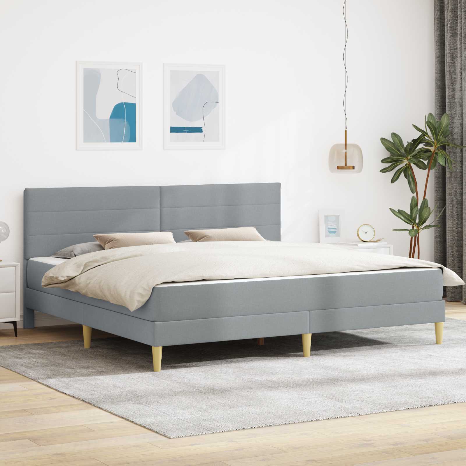 Krevetna konstrukcija Svijetlo siva 180 x 200 cm Poliester