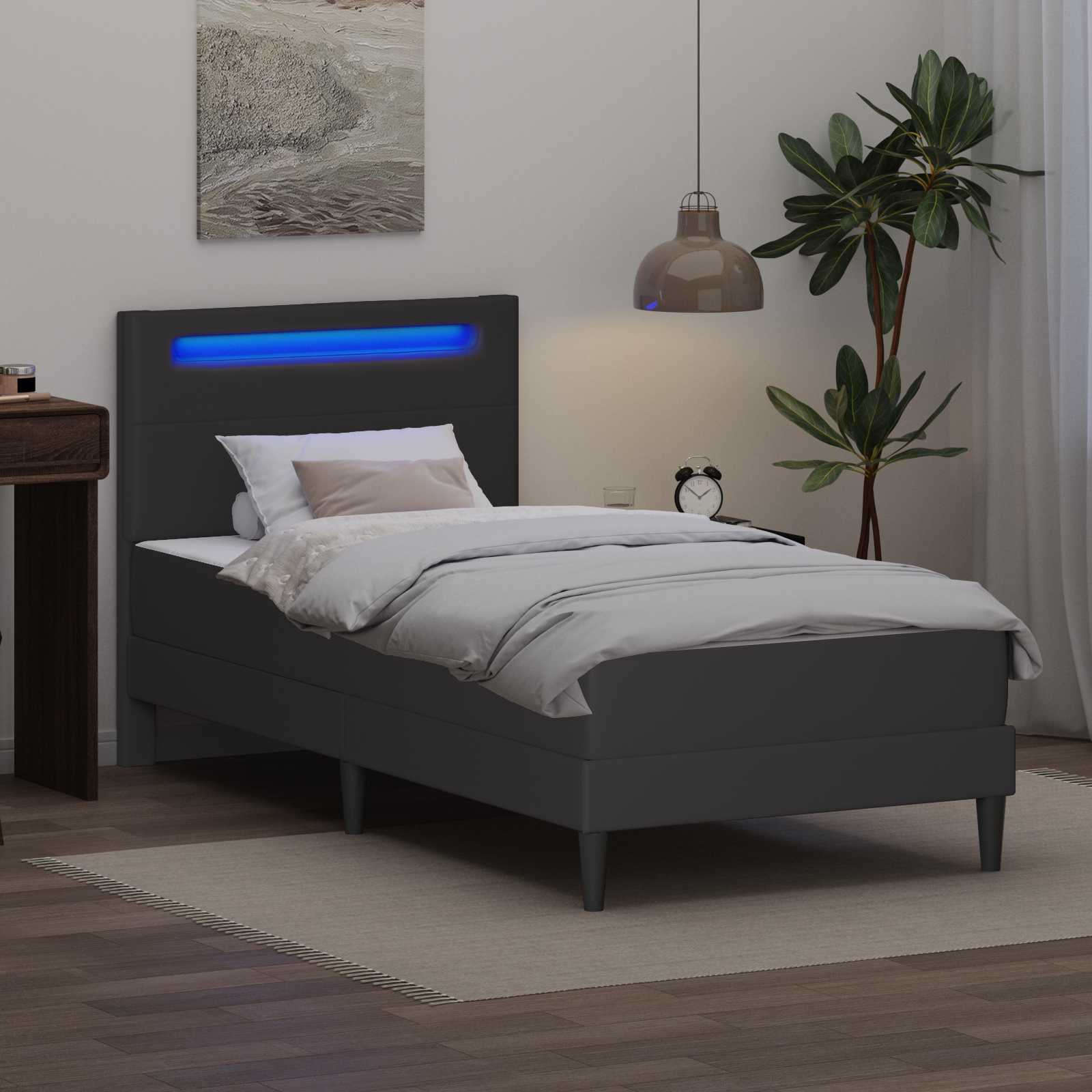 Krevetna konstrukcija Siva 100 x 200 cm Umjetna koža
